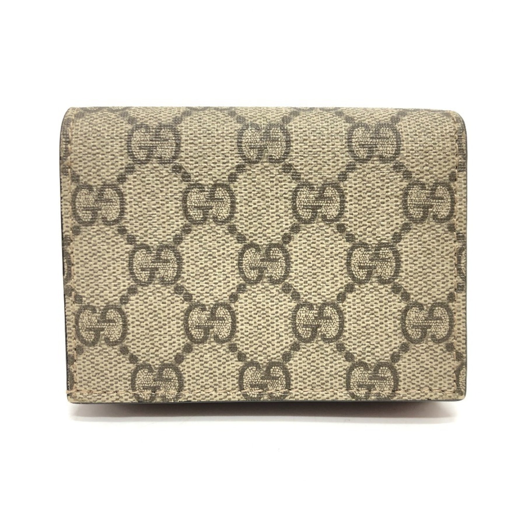 GUCCI GG Supreme Bosco Wallet Compact Bi-fold Canvas Beige