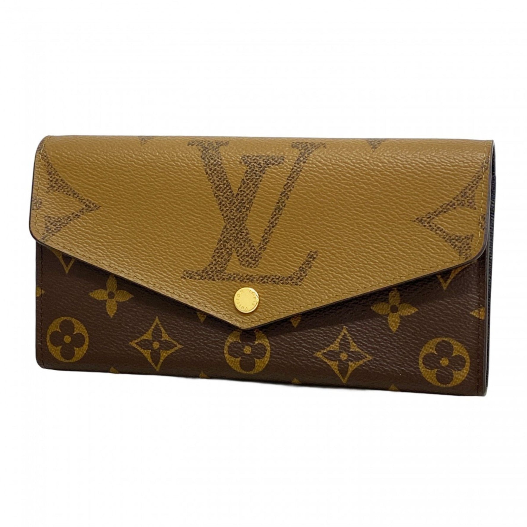 Louis Vuitton Monogram Giant Reverse Long Wallet, Portefeuille Sarah M80726, Brown, Women's, P1155372