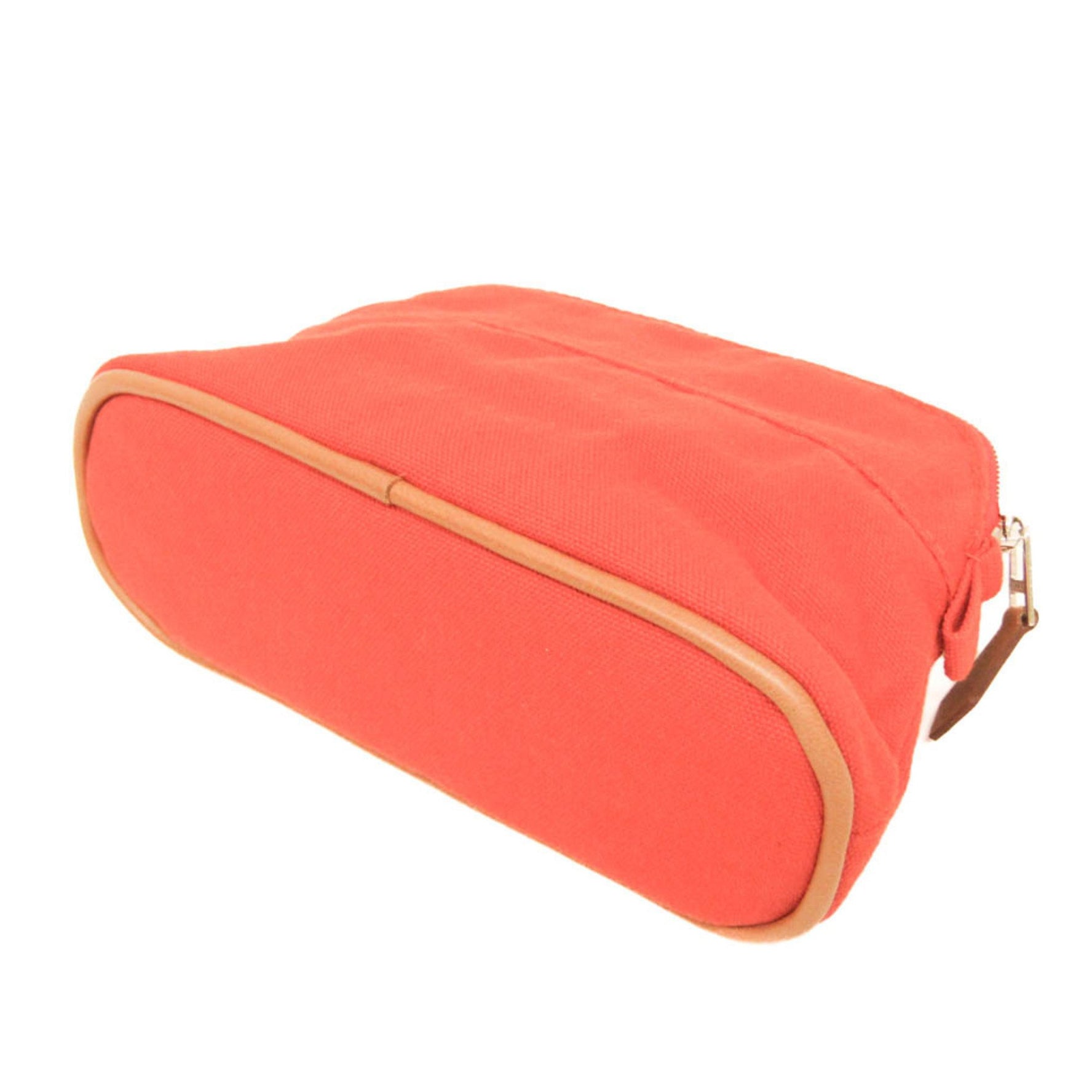 Hermes Bolide Mini Mini Women's Cotton,Leather Pouch Brown,Orange