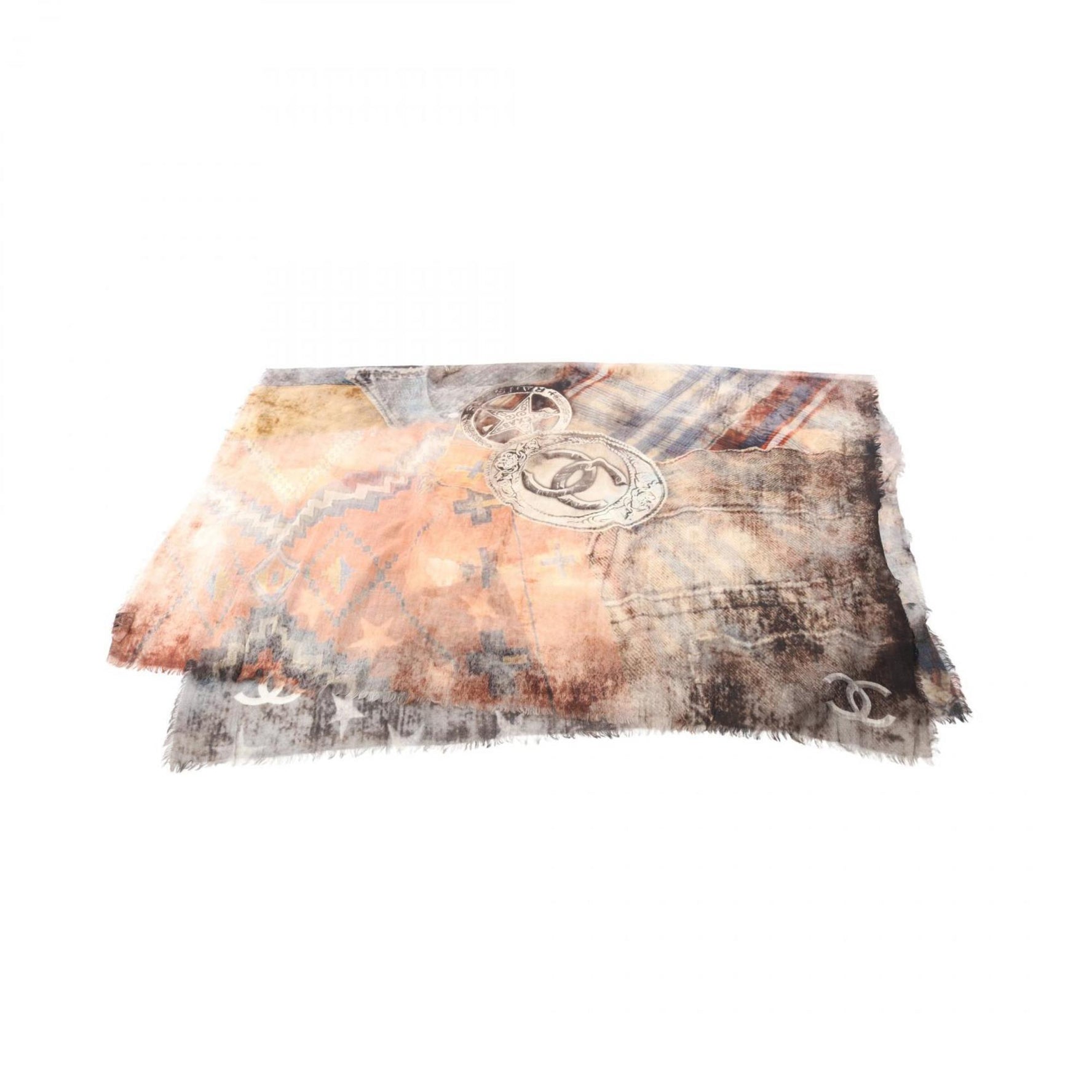 Chanel Coco Mark Cashmere Scarf/Stole Multicolor