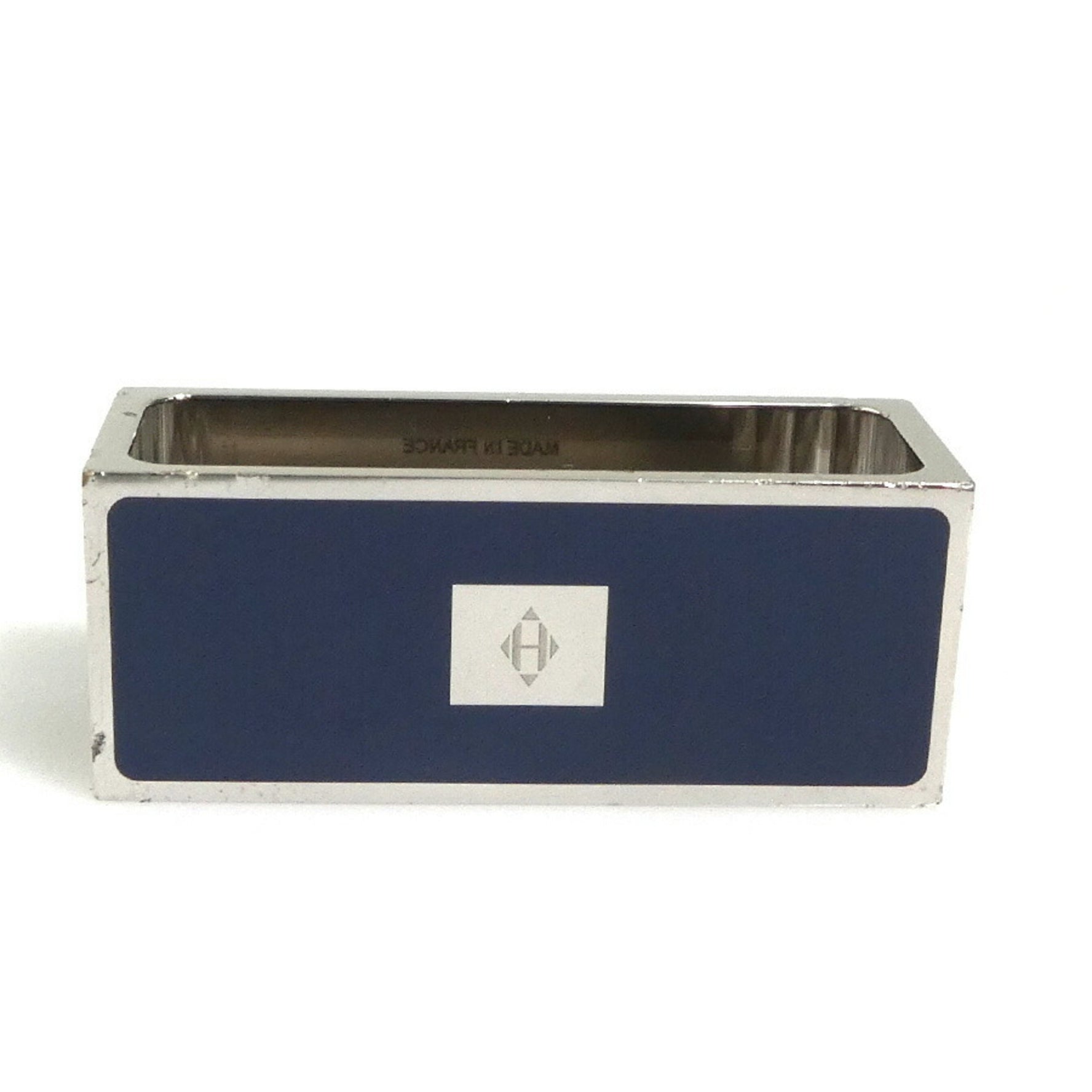 Hermes Hermès scarf ring in metal, enamel, silver, and navy