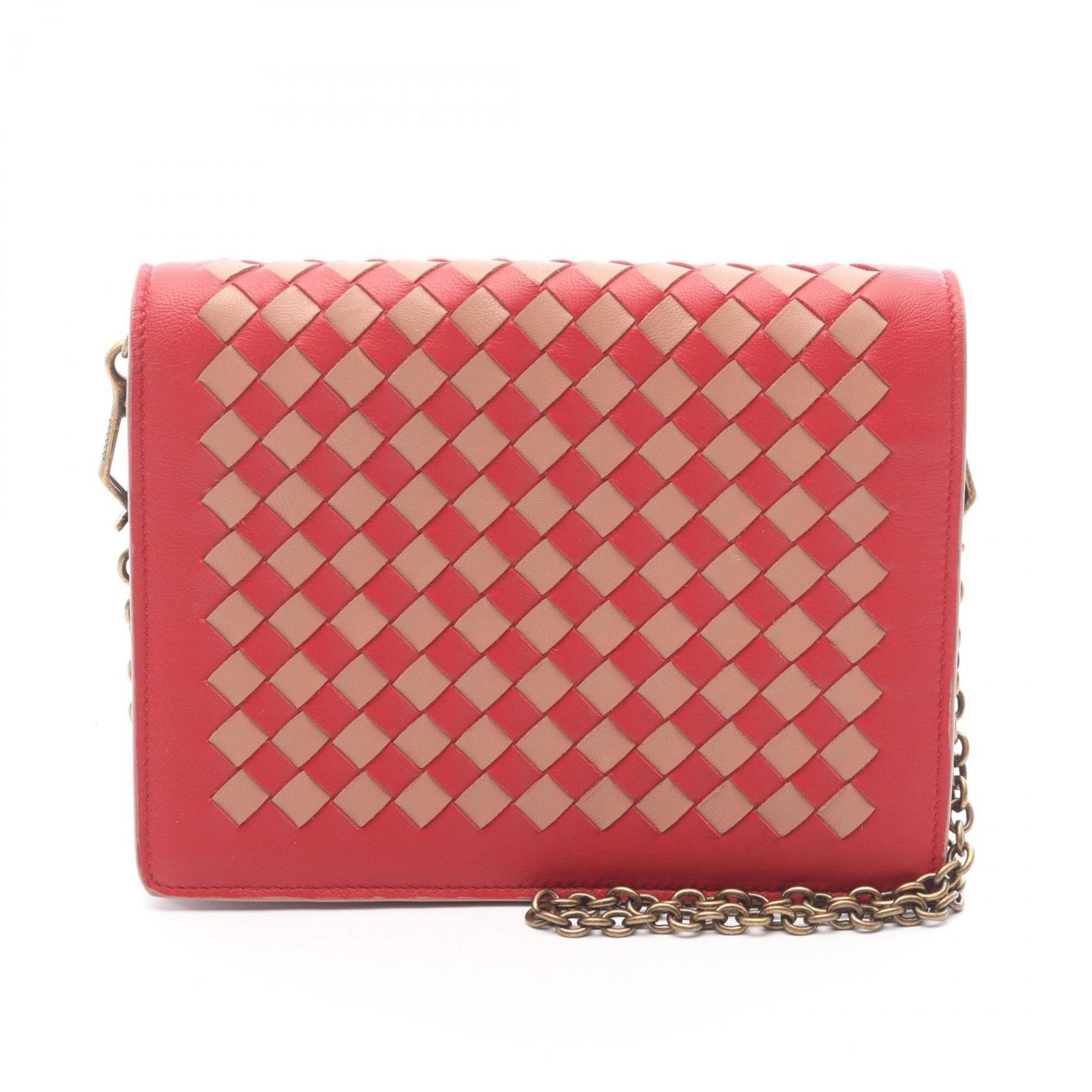 Bottega Veneta Intrecciato Shoulder Bag, Leather, Red and Pink