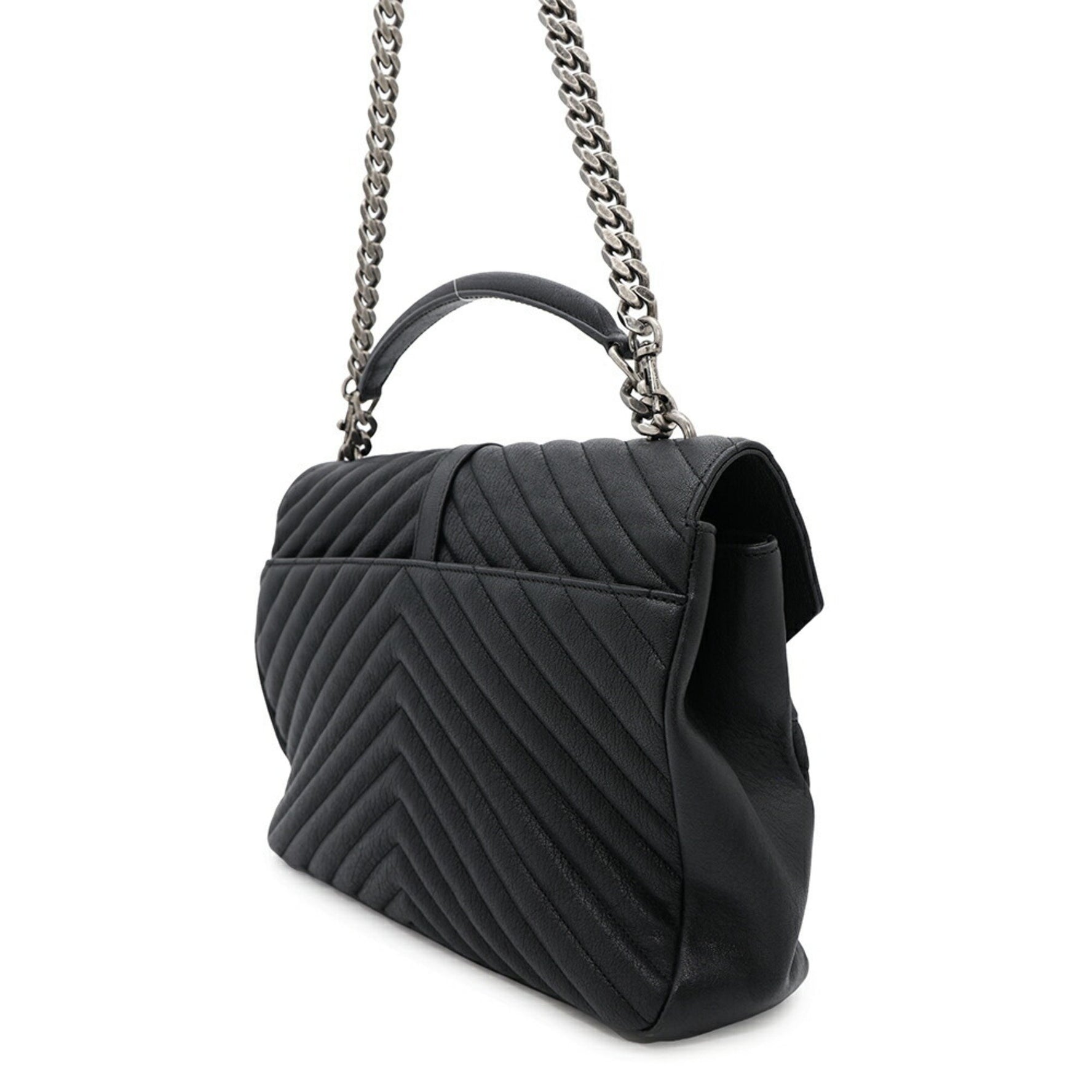 Saint Laurent Handbag College Leather 2way Chain Shoulder Black