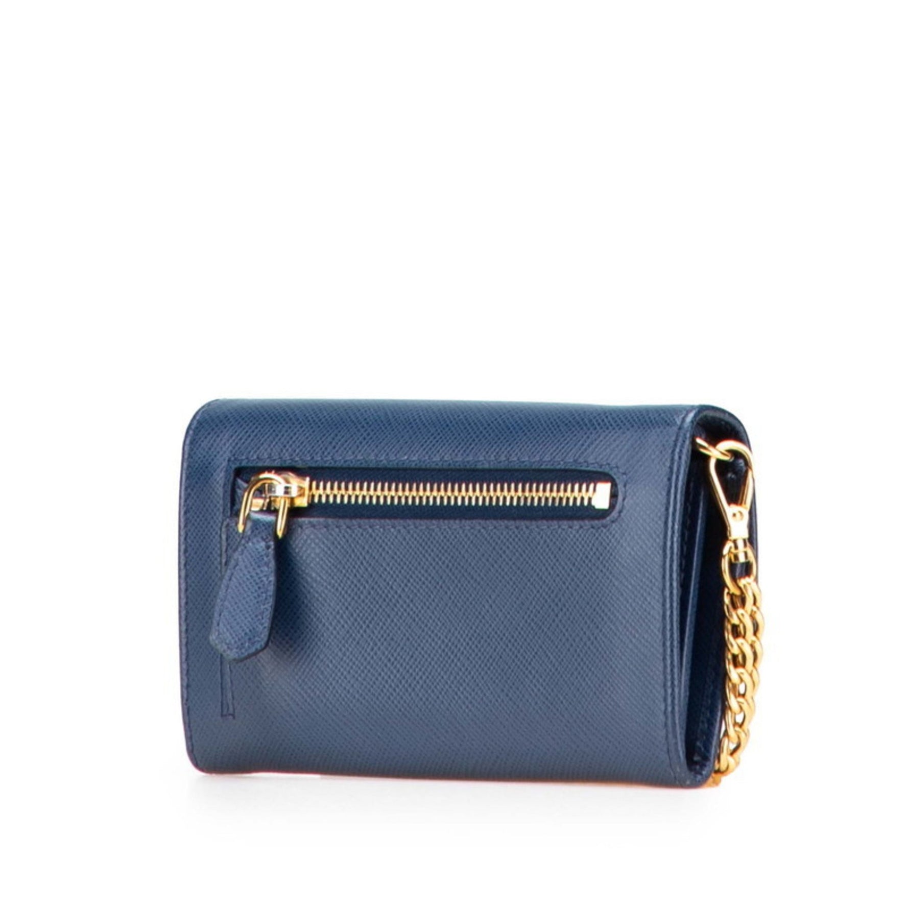 Prada Mini Wallet with Chain Strap Saffiano Leather