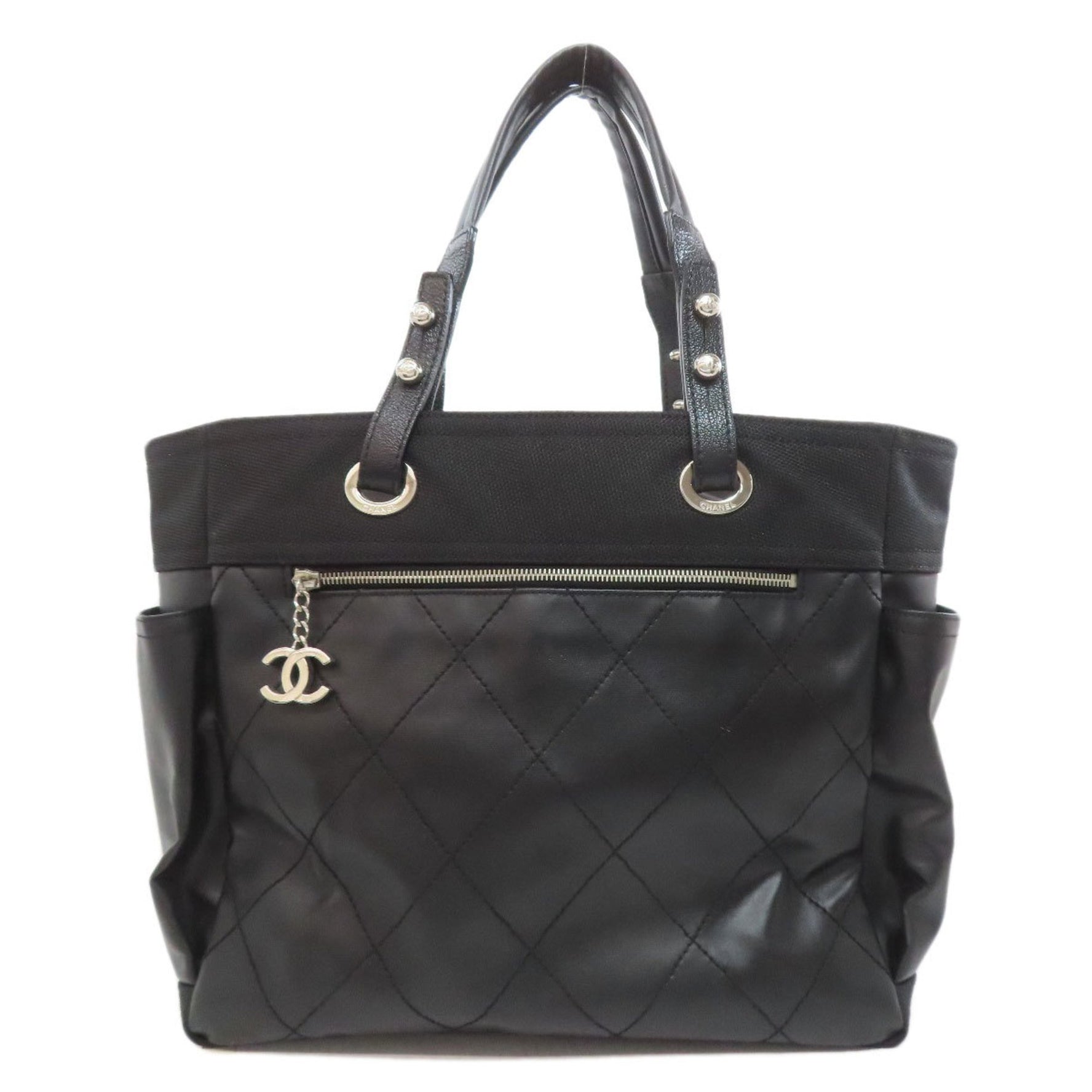 Chanel Paris-Biarritz silver hardware tote bag in calf leather