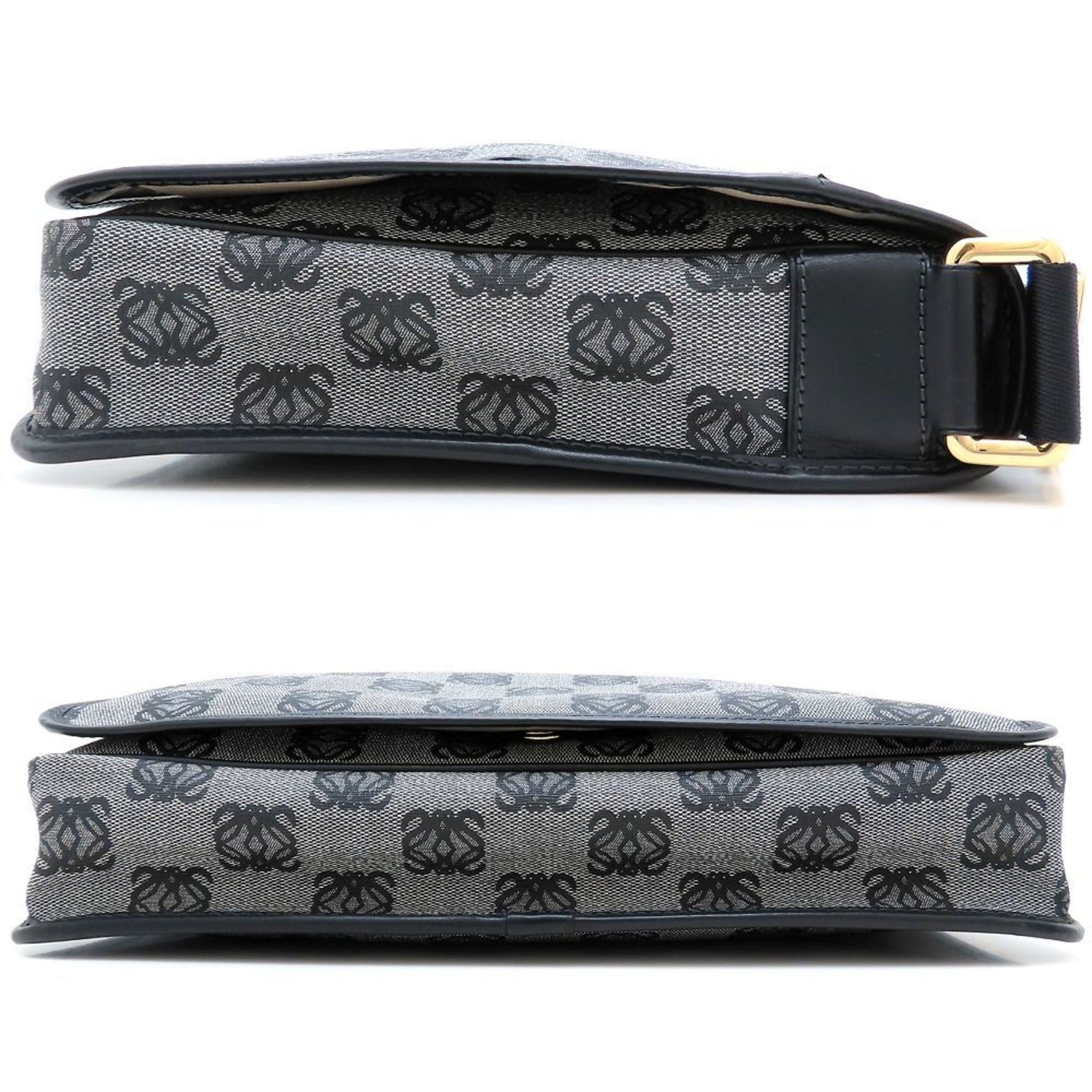 LOEWE Anagram Shoulder Bag in Coated Canvas and Leather, Gray Black