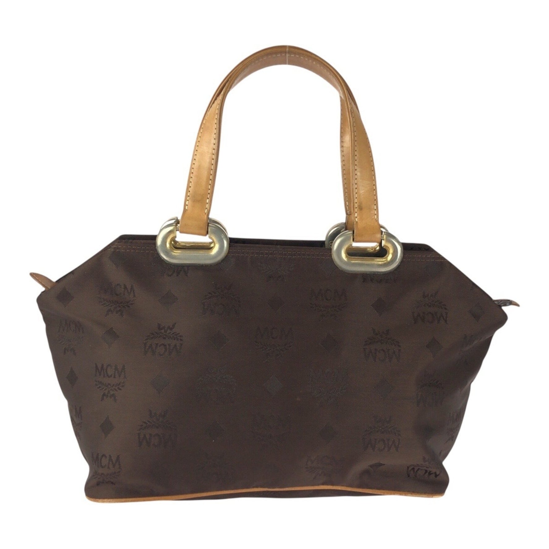 MCM Gold Hardware Nylon Leather Tote Bag Handbag