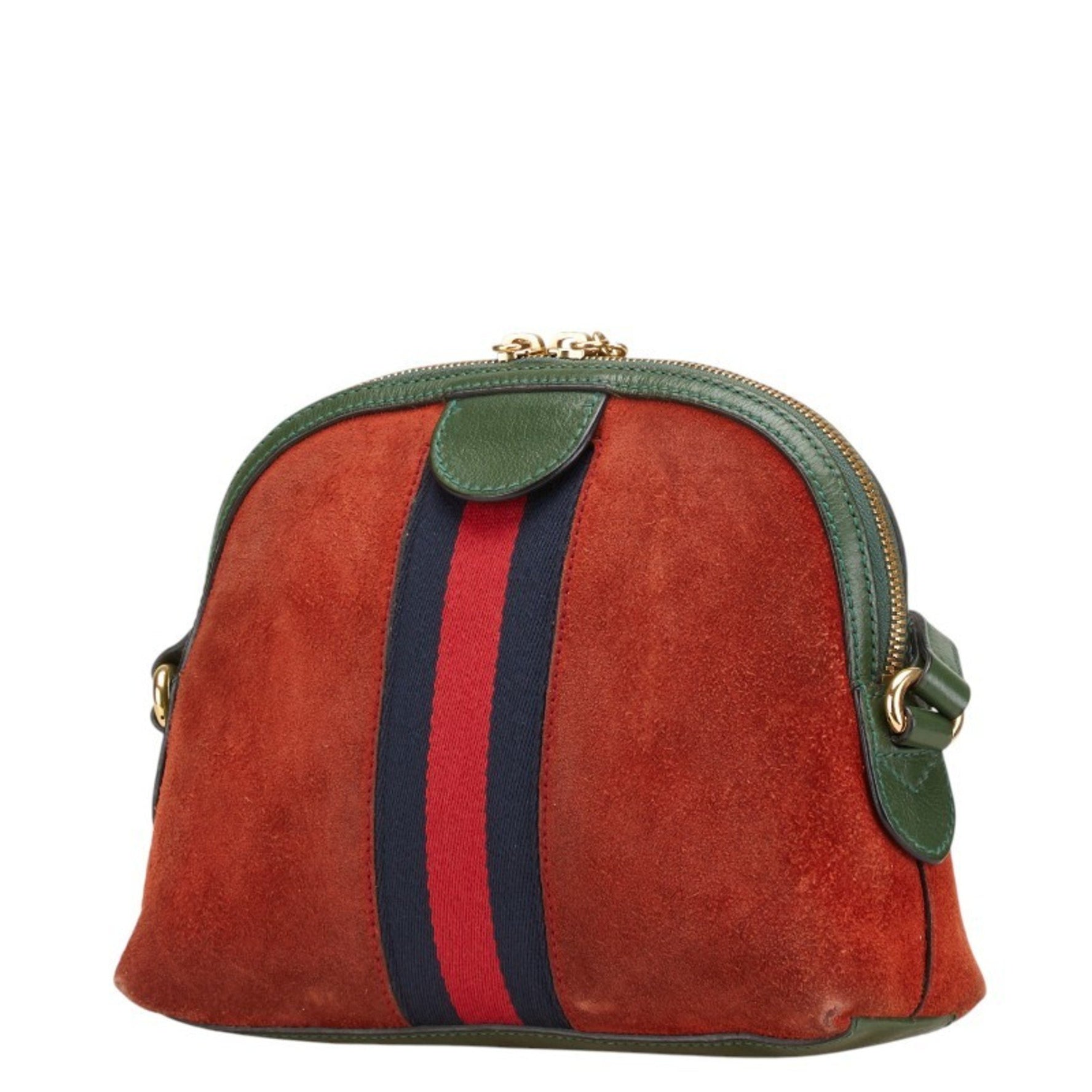 Gucci Ophidia Sherry Line Crossbody Shoulder Bag Orange Green Suede Leather