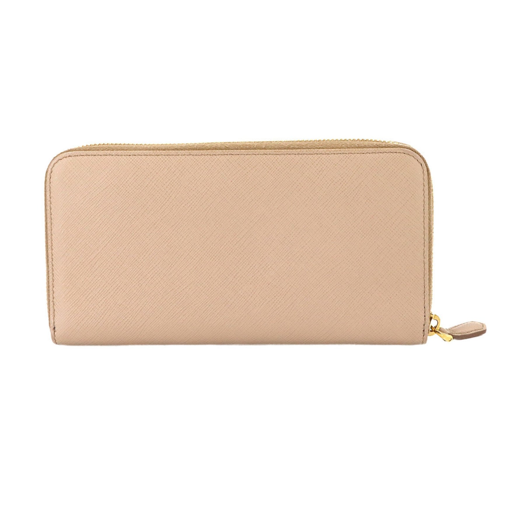 Prada Round Long Wallet, Saffiano Leather, Beige, Gold Hardware, 1ML506