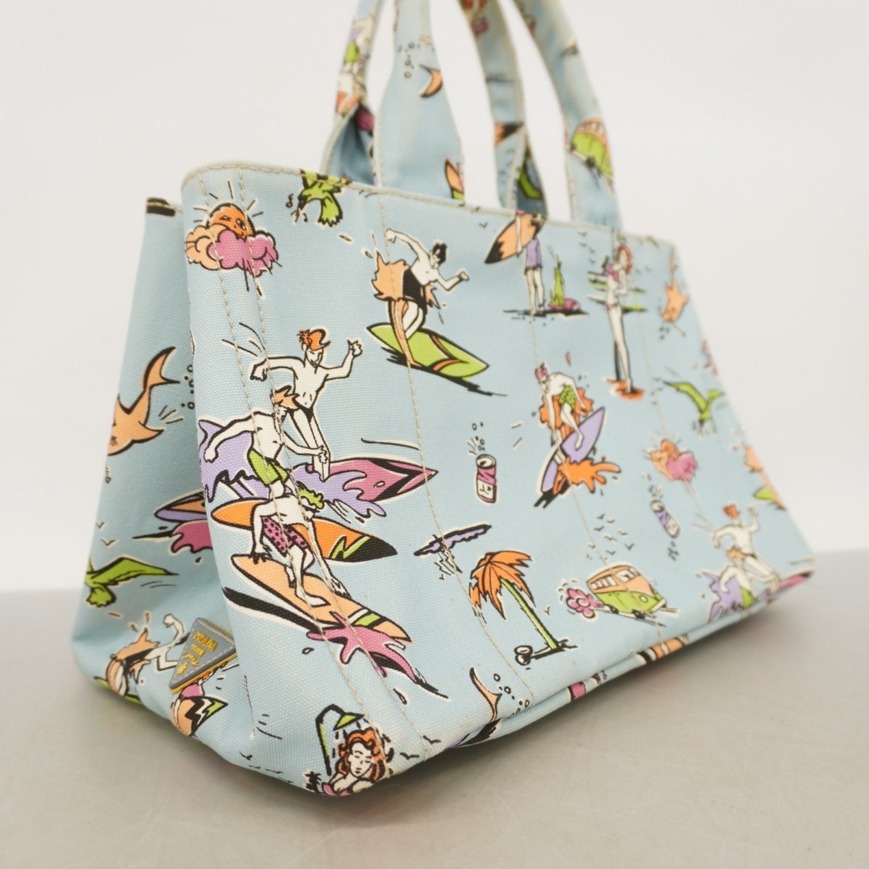 Prada Canapa Canvas Sky Blue Handbag