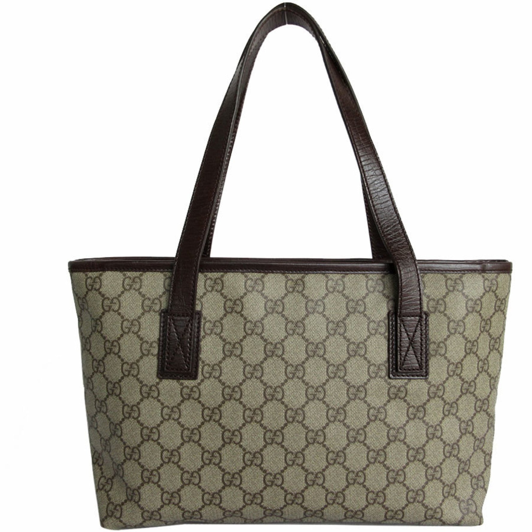 GUCCI Shoulder Bag Tote GG Supreme Leather Beige Brown Women's s0144a