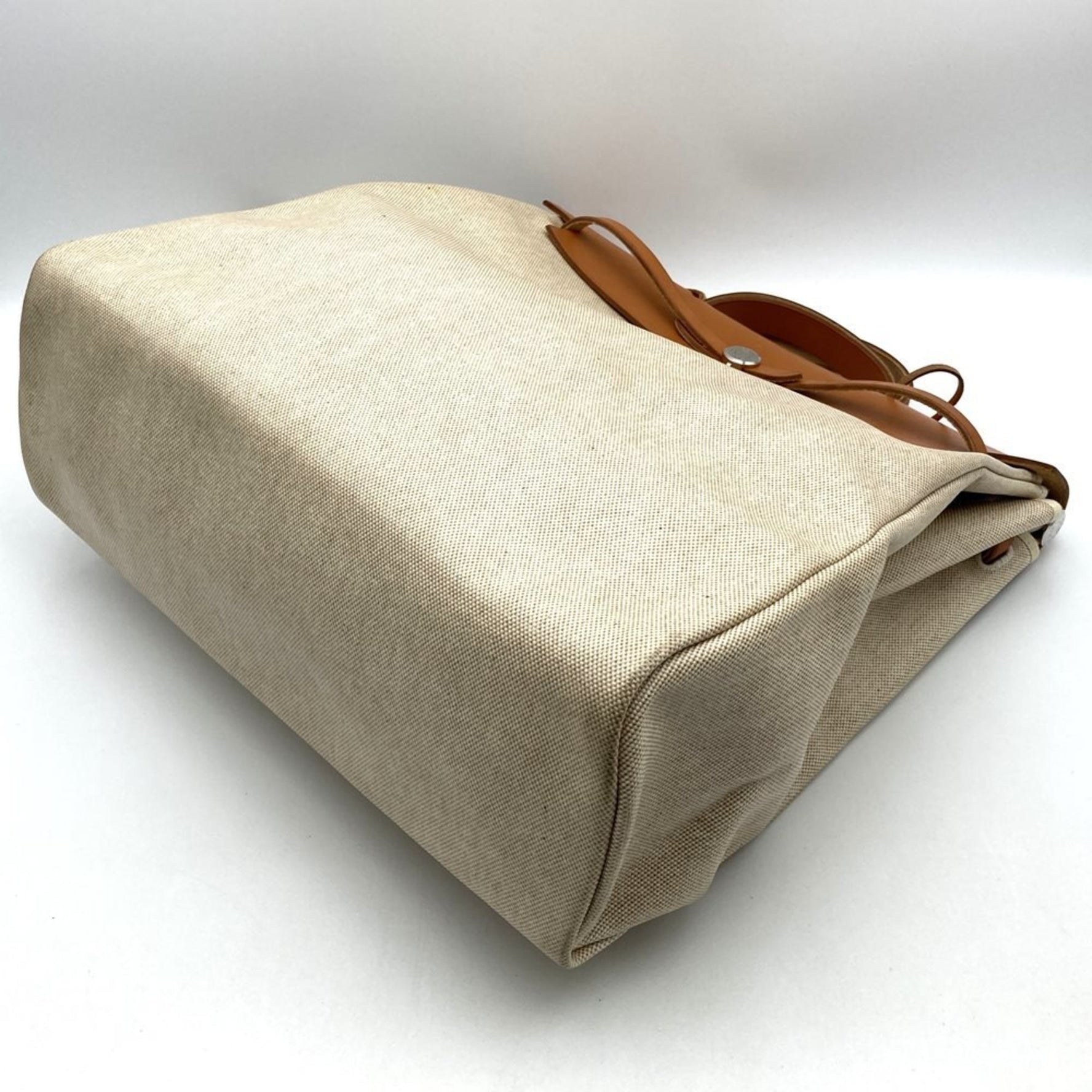 HERMES Air Bag, Handbag/Shoulder Canvas and Leather, Ivory Brown, Women