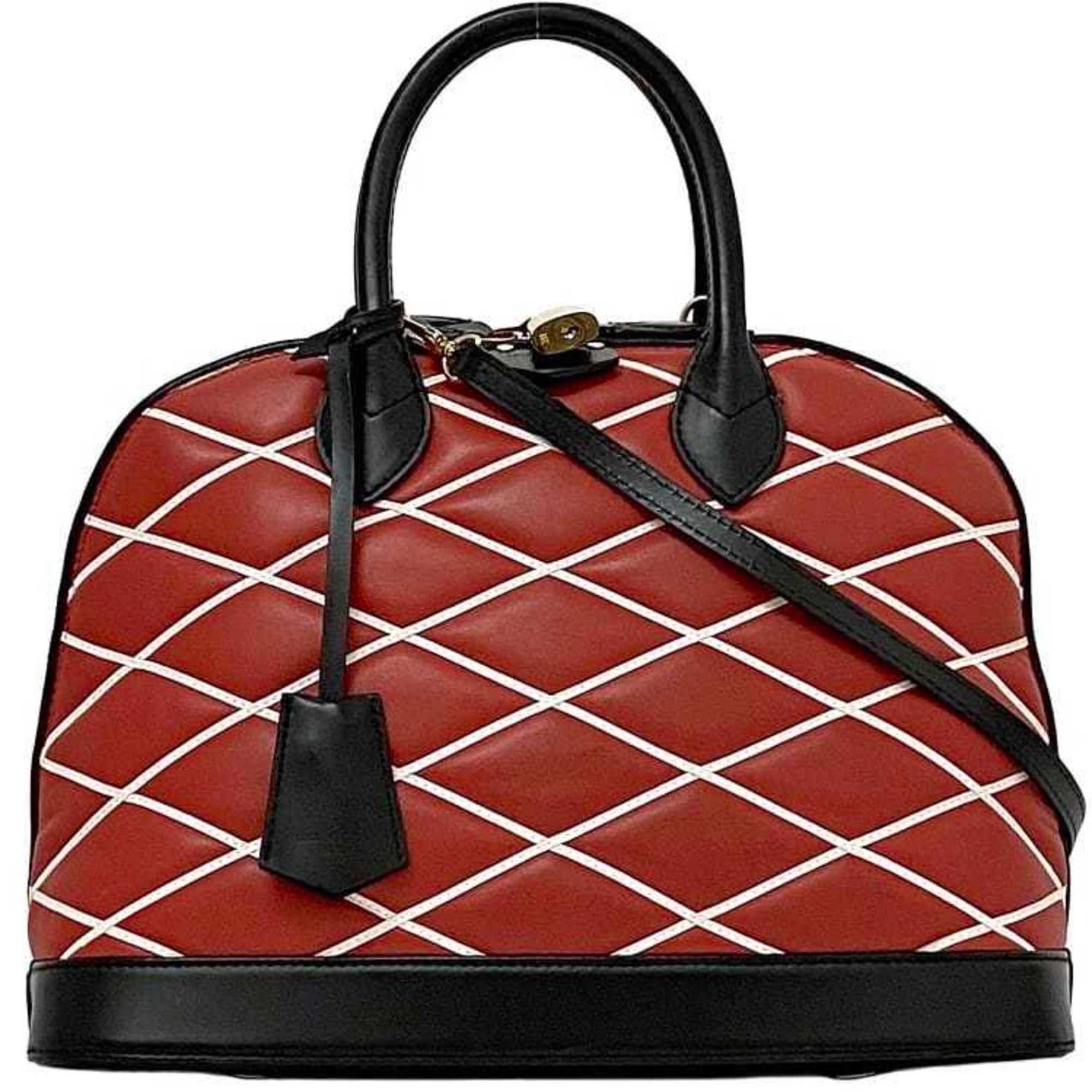 Louis Vuitton Handbag Alma PM f-22474 Red Black Maltage 2WY Shoulder Bag Leather FO4104 LOUIS VUITTON Freestanding Quilting Women's Men's Stitching
