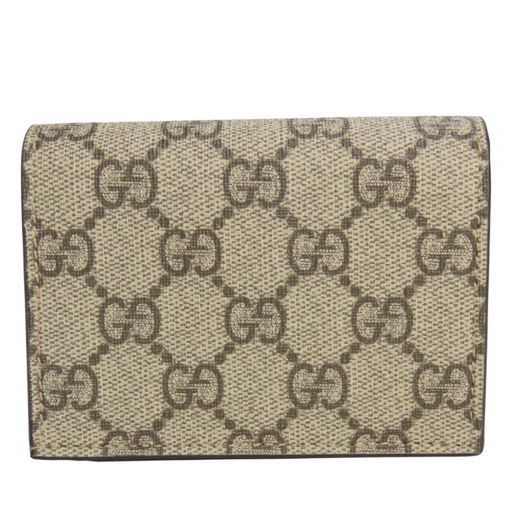 Gucci Bi-fold Wallet GG Marmont Supreme Canvas Leather Dusting Pink Beige Bi-color Compact