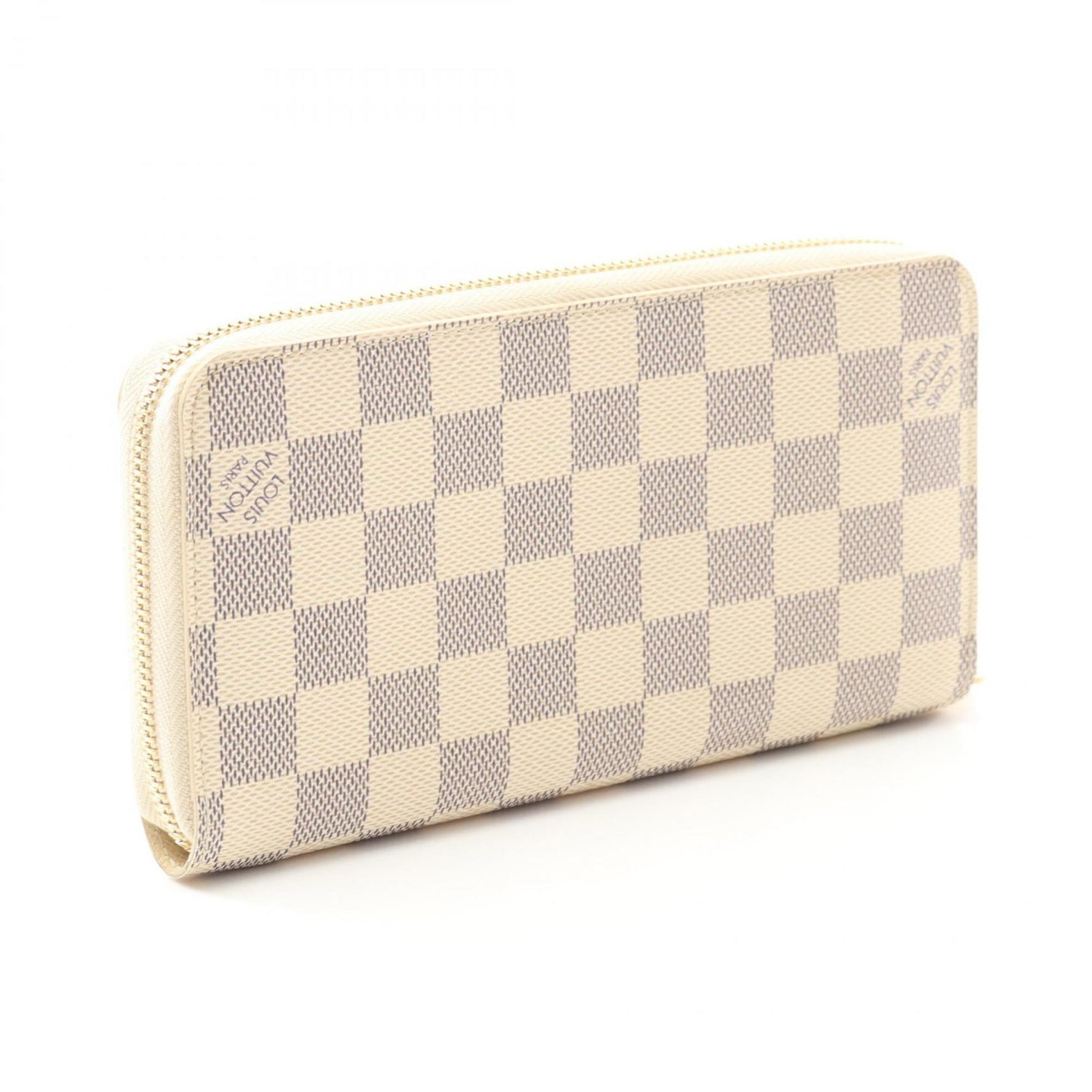 Louis Vuitton Zippy Wallet, Round Long Coated Canvas, Damier Azur