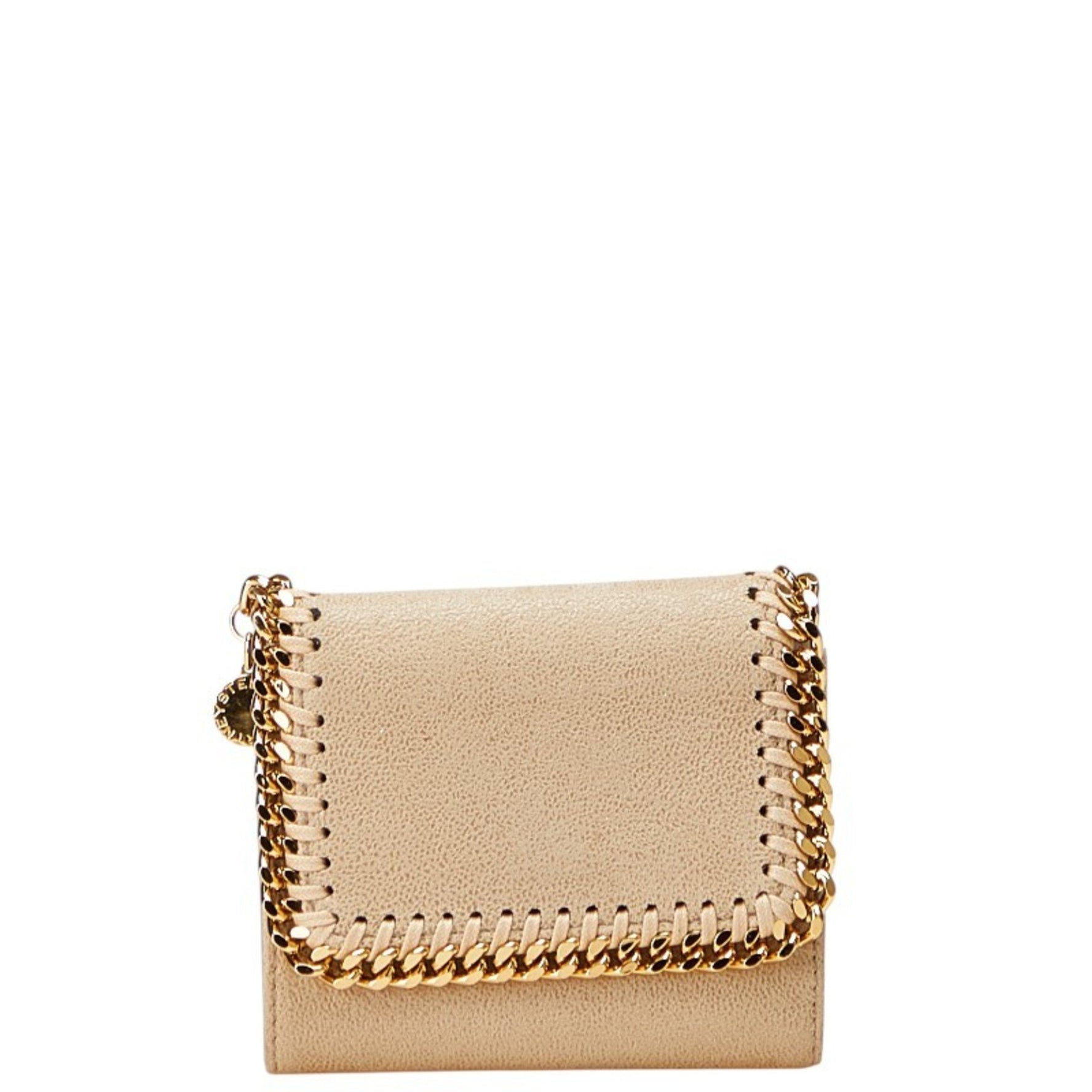 Stella McCartney Falabella Tri-fold Wallet in and Gold Suede Leather