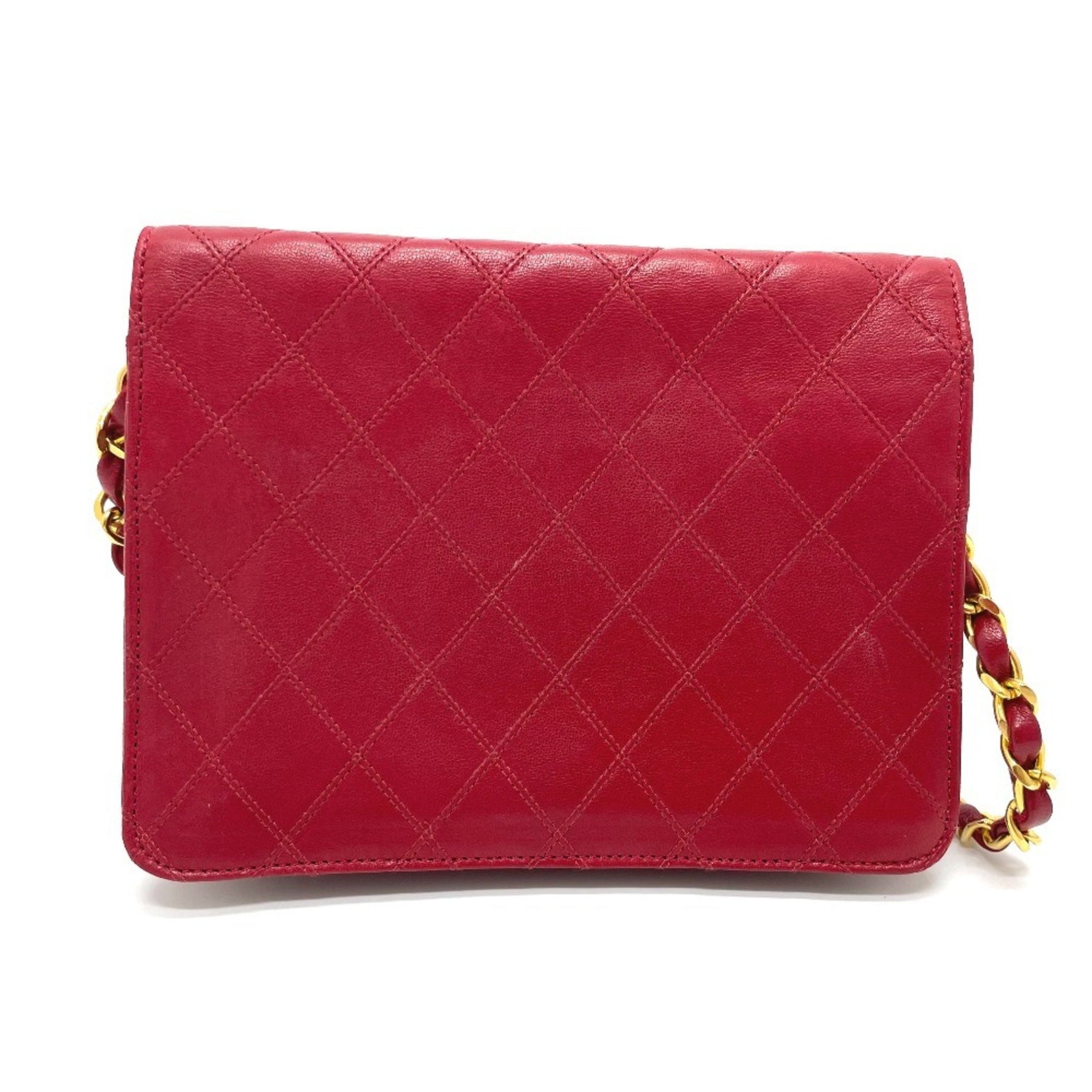 CHANEL Bicolor Coco Mark Chain Shoulder Bag in Lambskin with Red and Gold Hardware