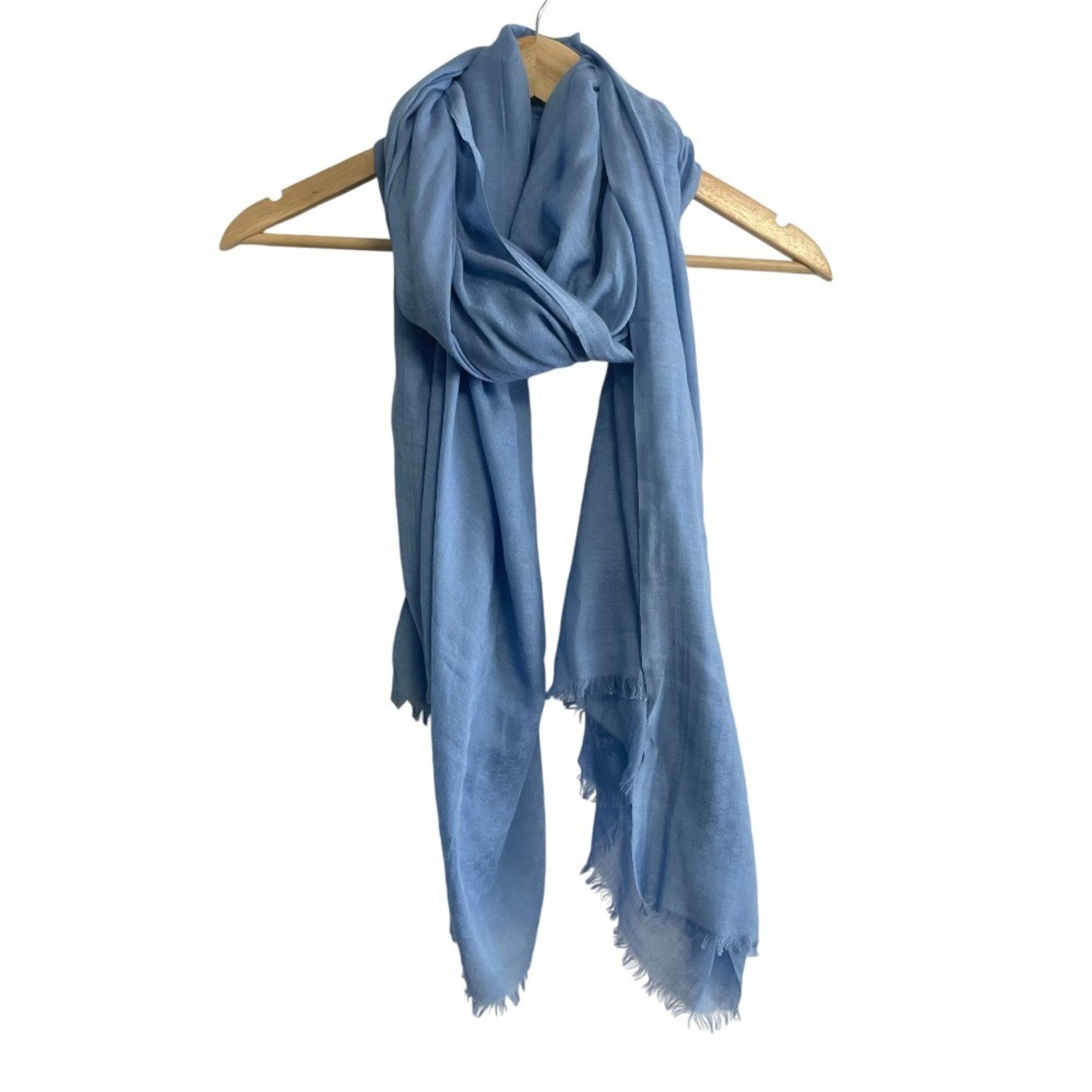 GUCCI GG pattern cashmere blend scarf shawl muffler blue women's