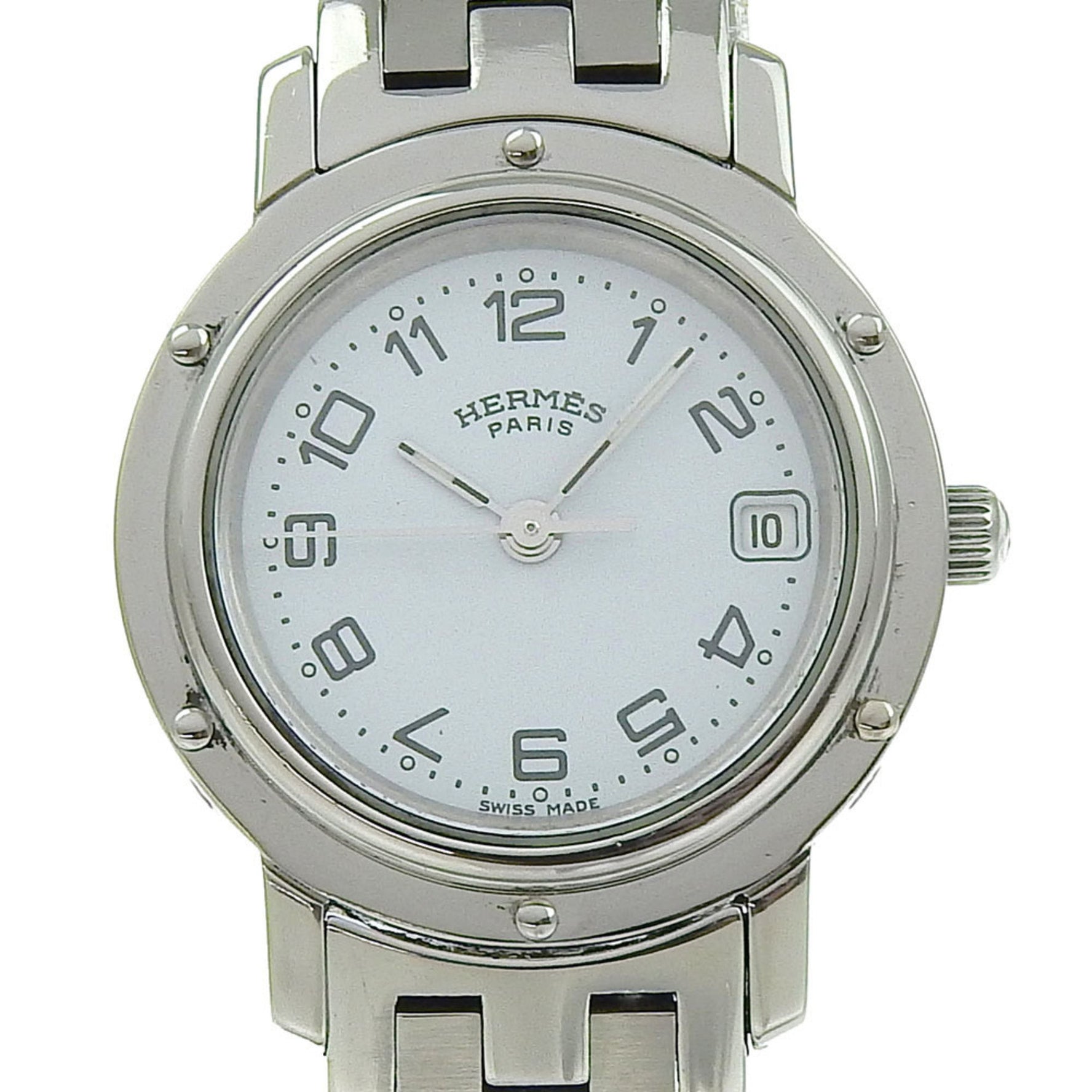 Hermes HERMES Clipper Watch CL4.210 Stainless Steel Quartz Analog Display White Dial Women's