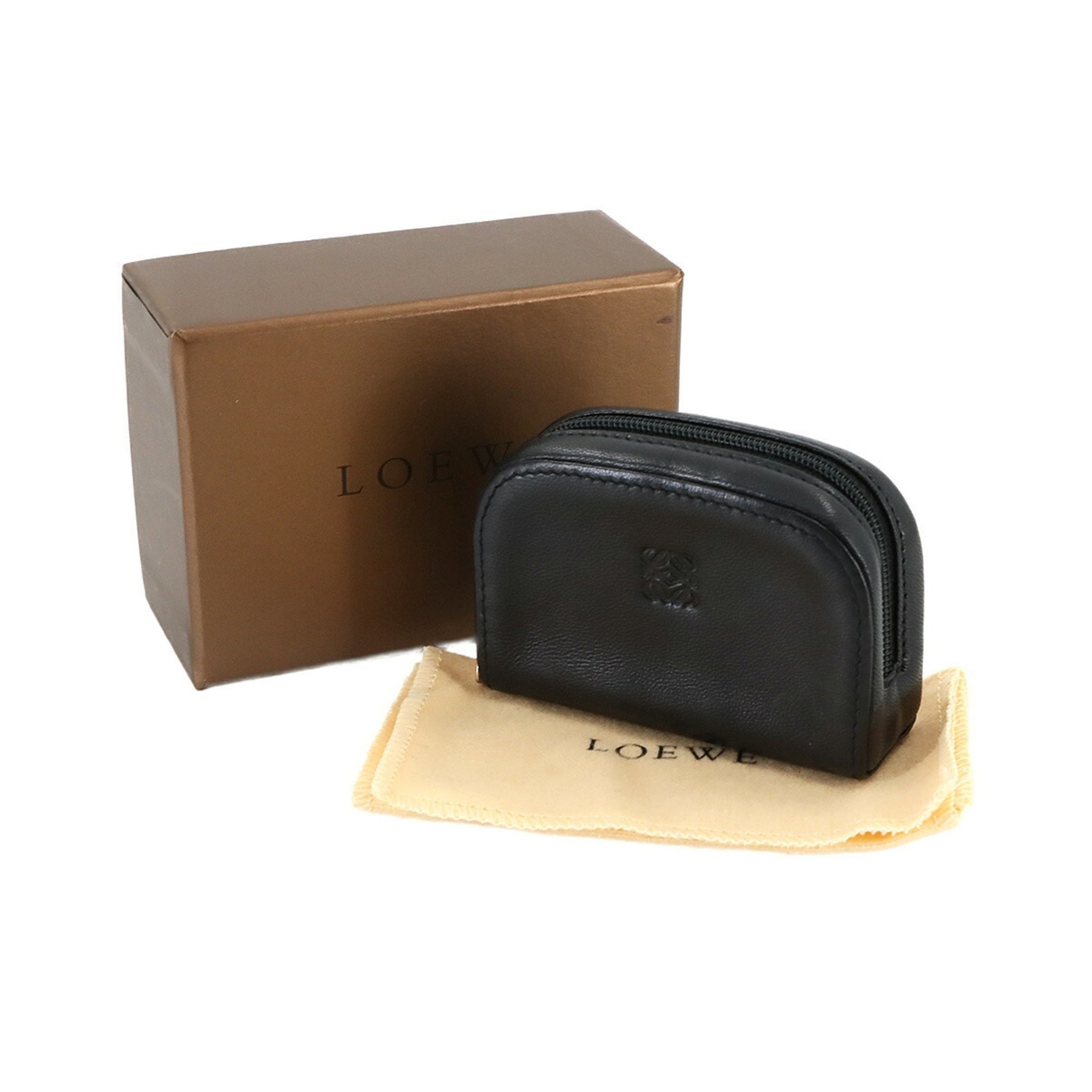 LOEWE Anagram Coin Purse, Leather with Silver Hardware