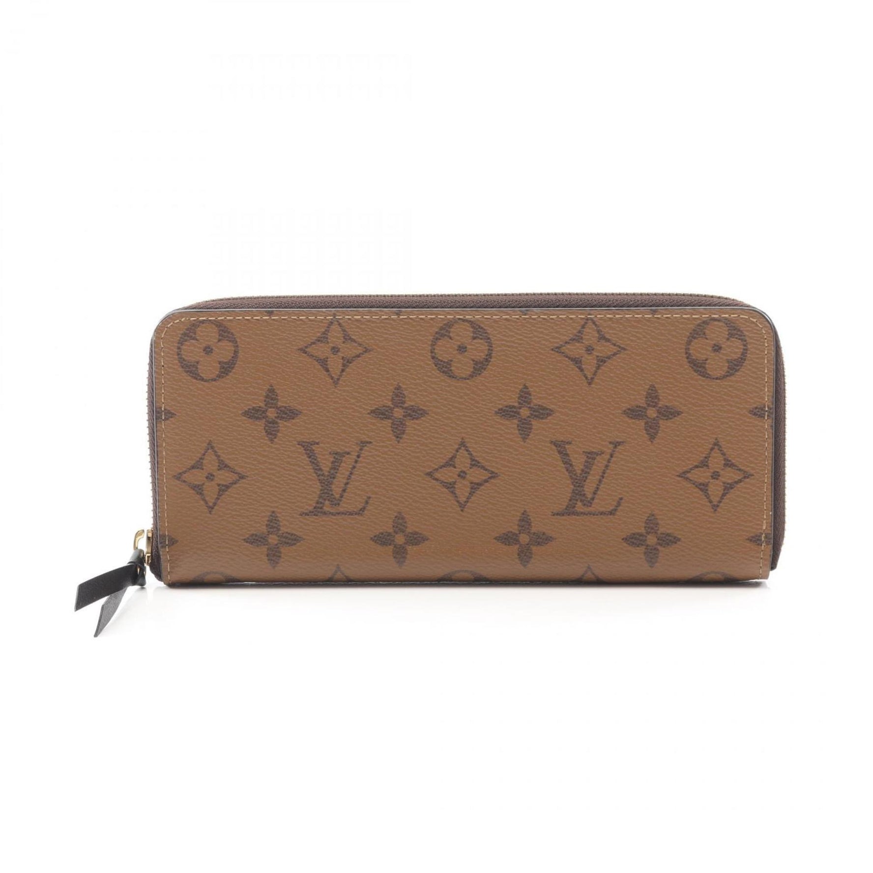 Louis Vuitton Portefeuille Clemence Round Long Wallet in Coated Canvas with Monogram Reverse Pattern