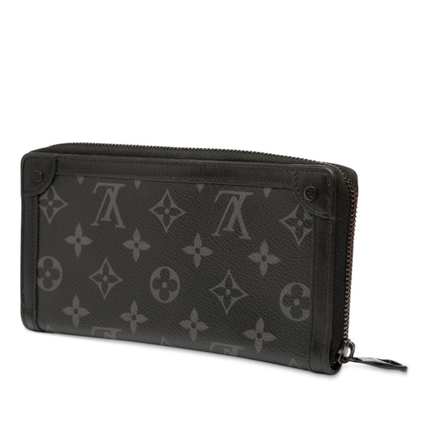 Louis Vuitton Monogram Eclipse Trunk Zippy Wallet, Round Zipper Long Wallet Leather, LOUIS VUITTON