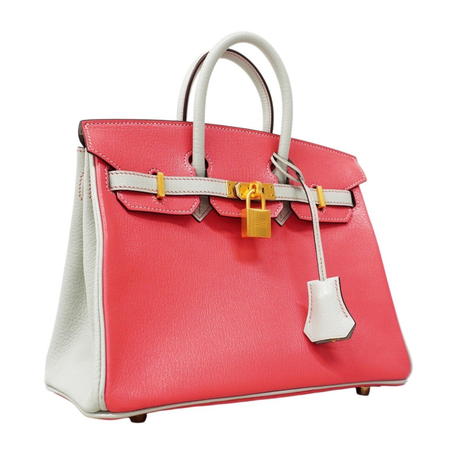 Hermes handbag Birkin 25 special order Coromandel Rose Azalee Pearl Grey Z stamped ladies