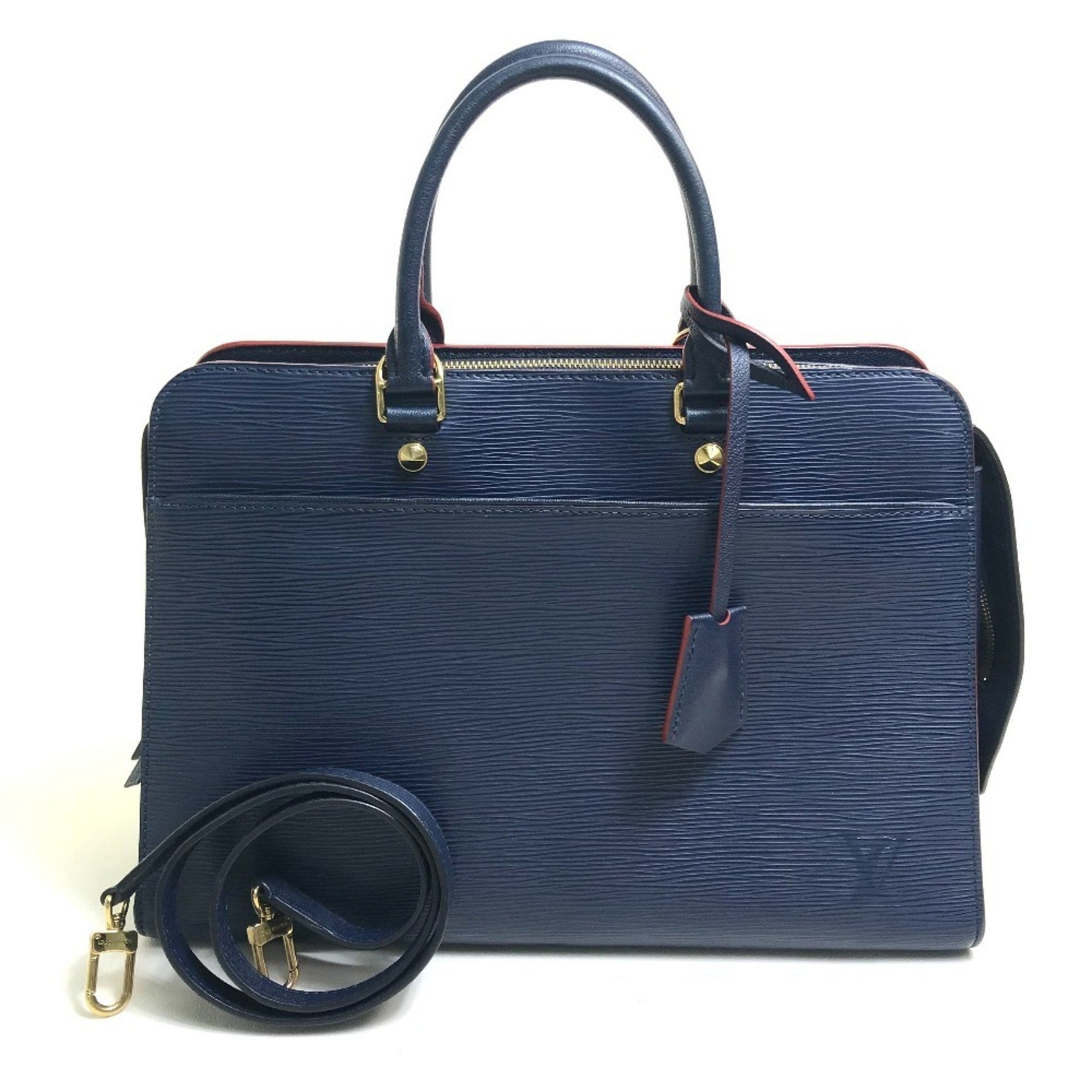 LOUIS VUITTON M54150 Epi Vaneau GM 2-Way Handbag in Leather, Women's, Indigo, Navy, and Red