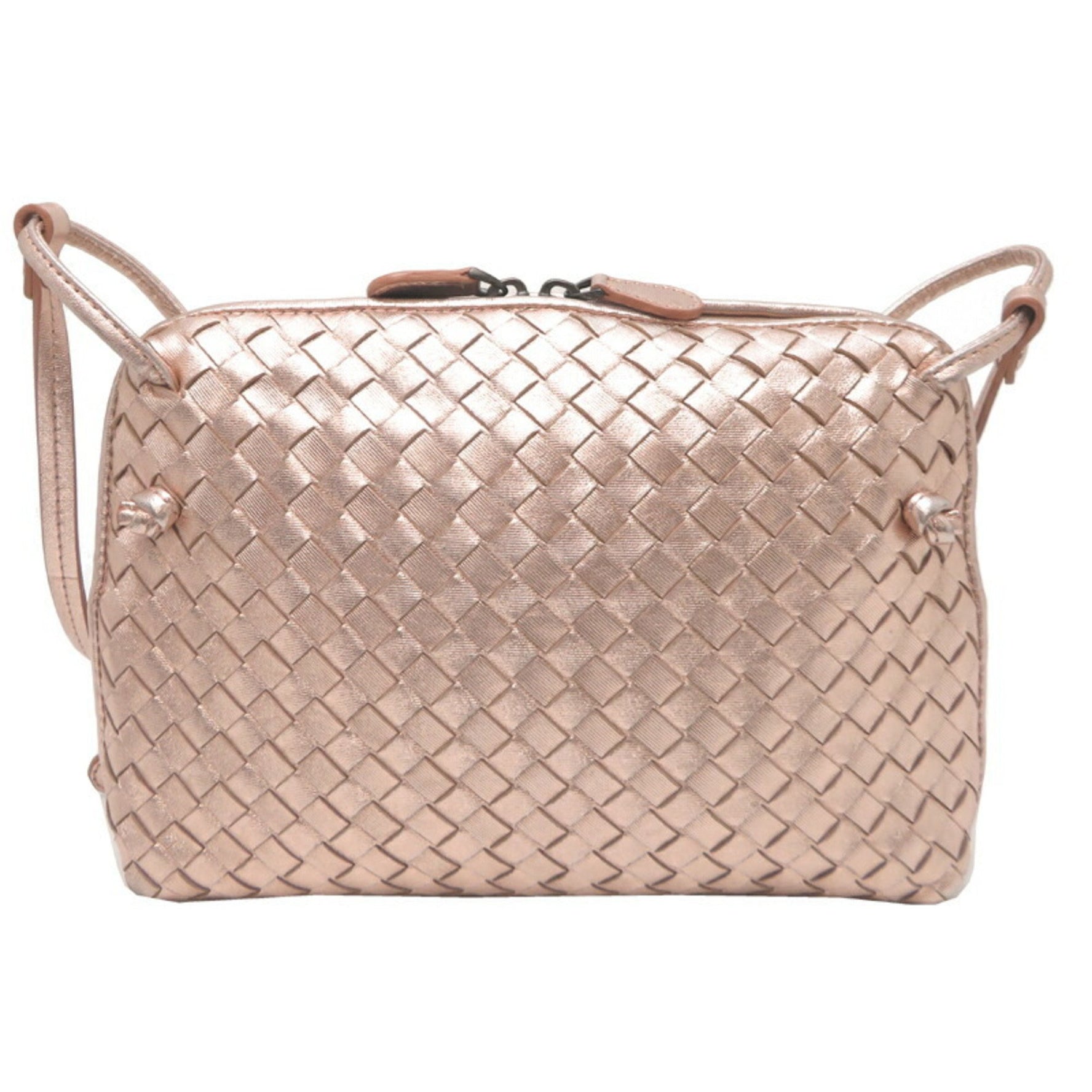 Bottega Veneta Intrecciato Shoulder Bag Leather Metallic Pink
