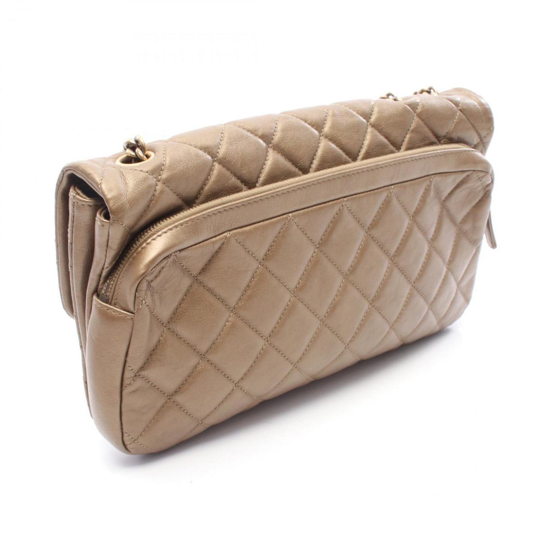 CHANEL Matelasse Shoulder Bag, Leather, Women's, Brown
