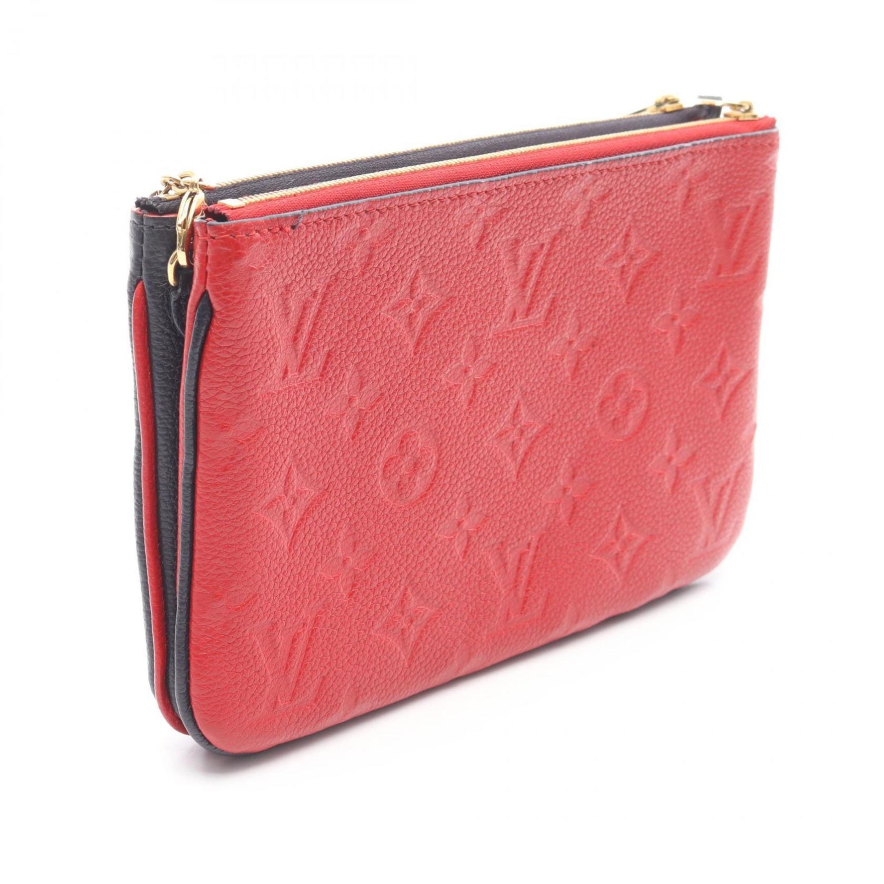 Louis Vuitton Double Zip Pochette Monogram Empreinte Marine Rouge Leather Shoulder Bag, Navy and Red