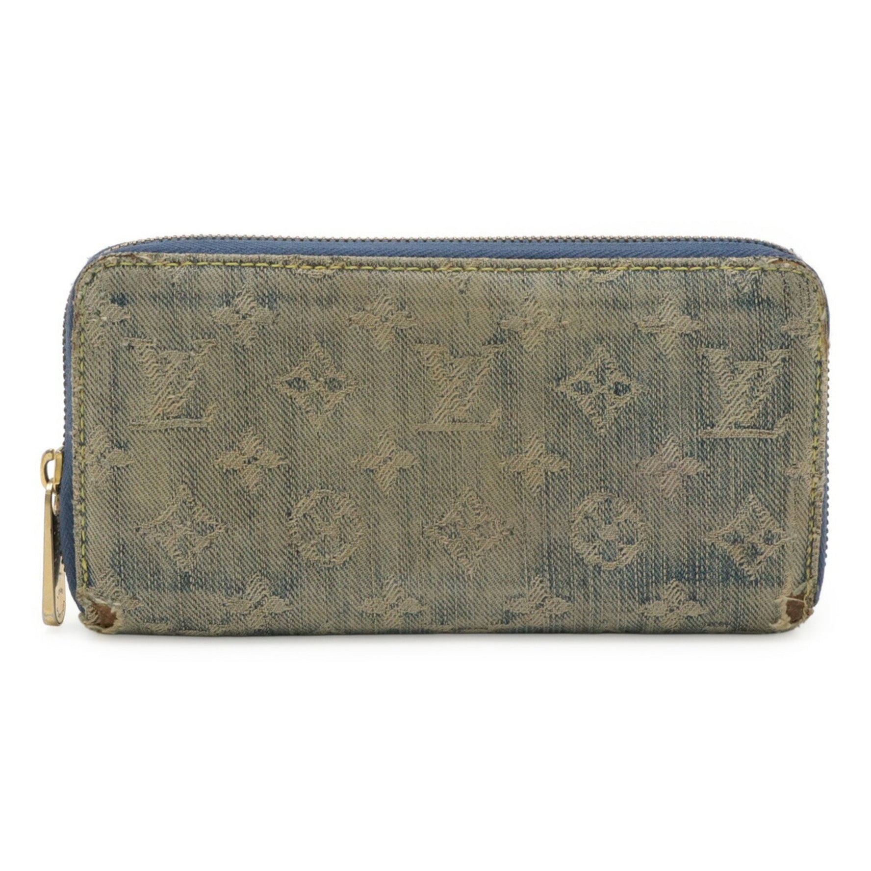 LOUIS VUITTON Monogram Denim Zippy Wallet, Round