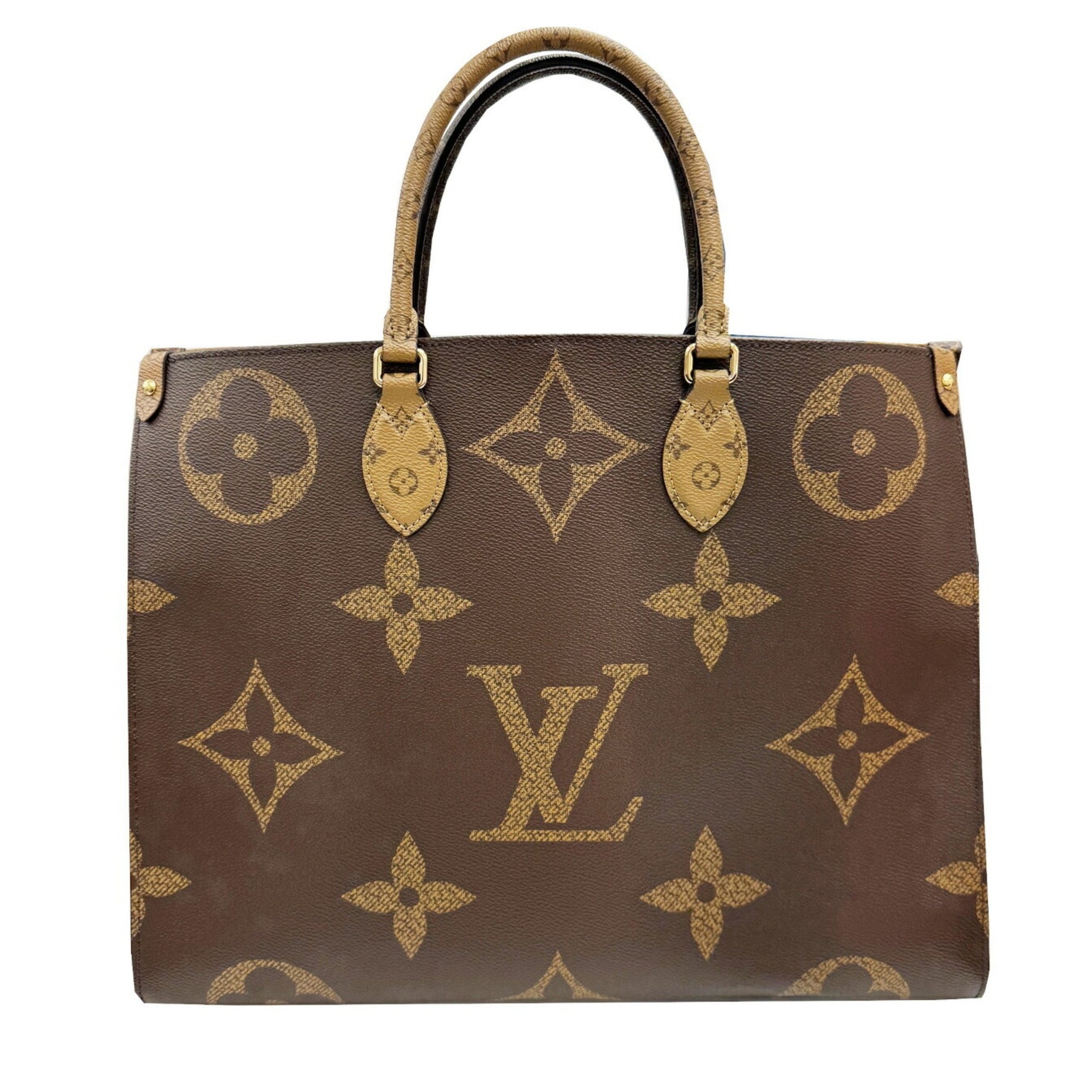 LOUIS VUITTON Monogram Giant Reverse On-the-Go GM Brown Men's RFID Tote Bag