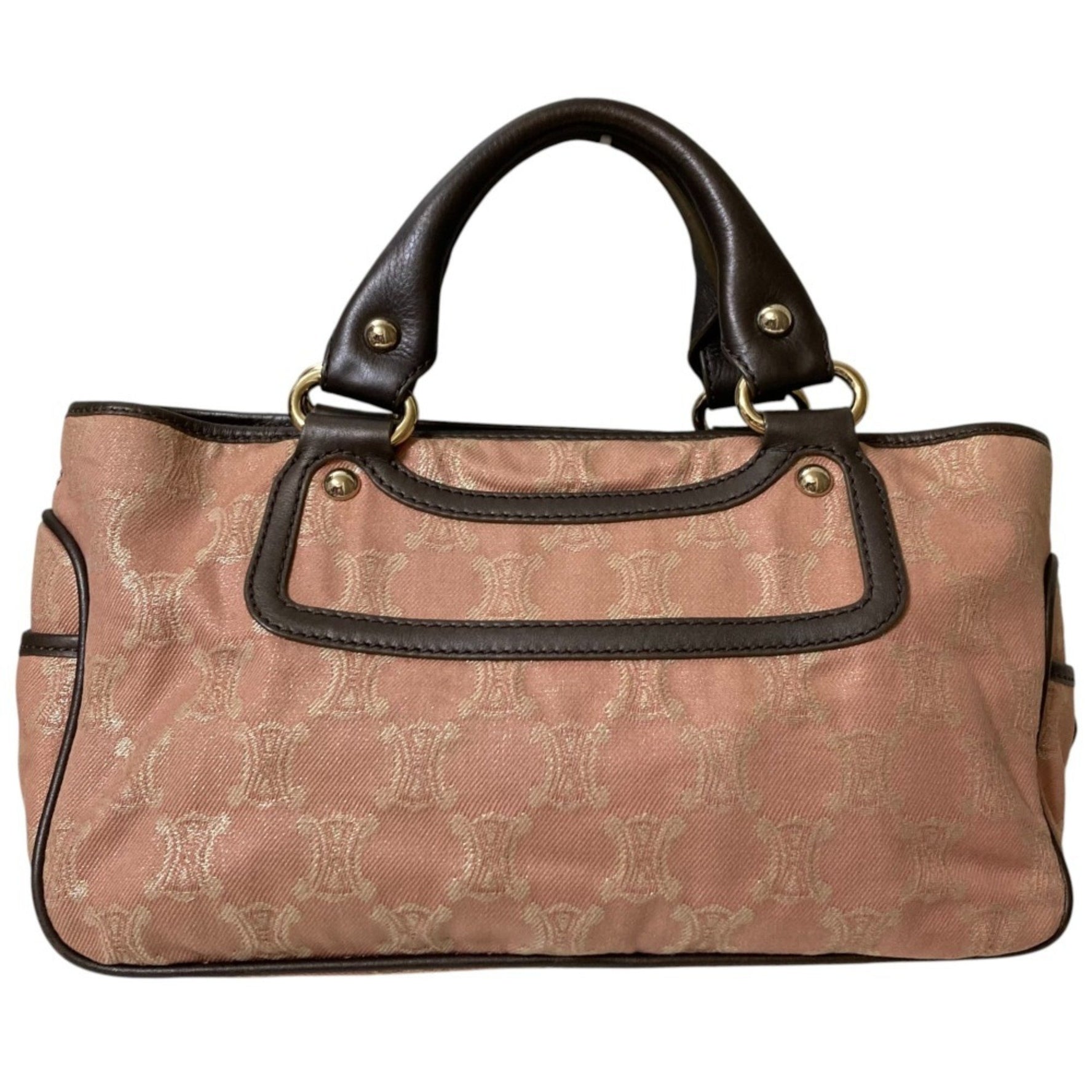 CELINE Jacquard Macadam Boogie Bag Tote Handbag Pink Beige