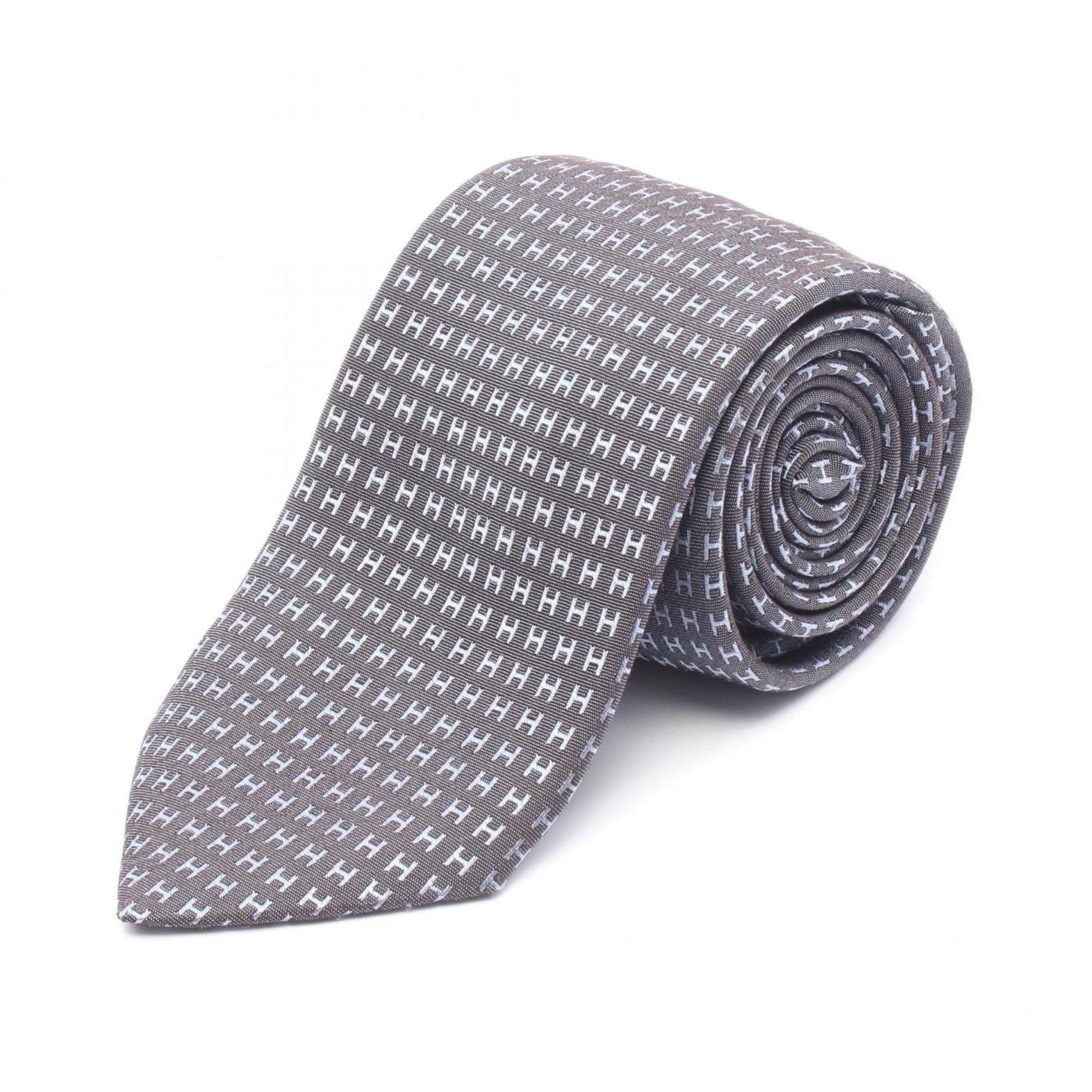 Hermes H Necktie Clothing Silk Grey
