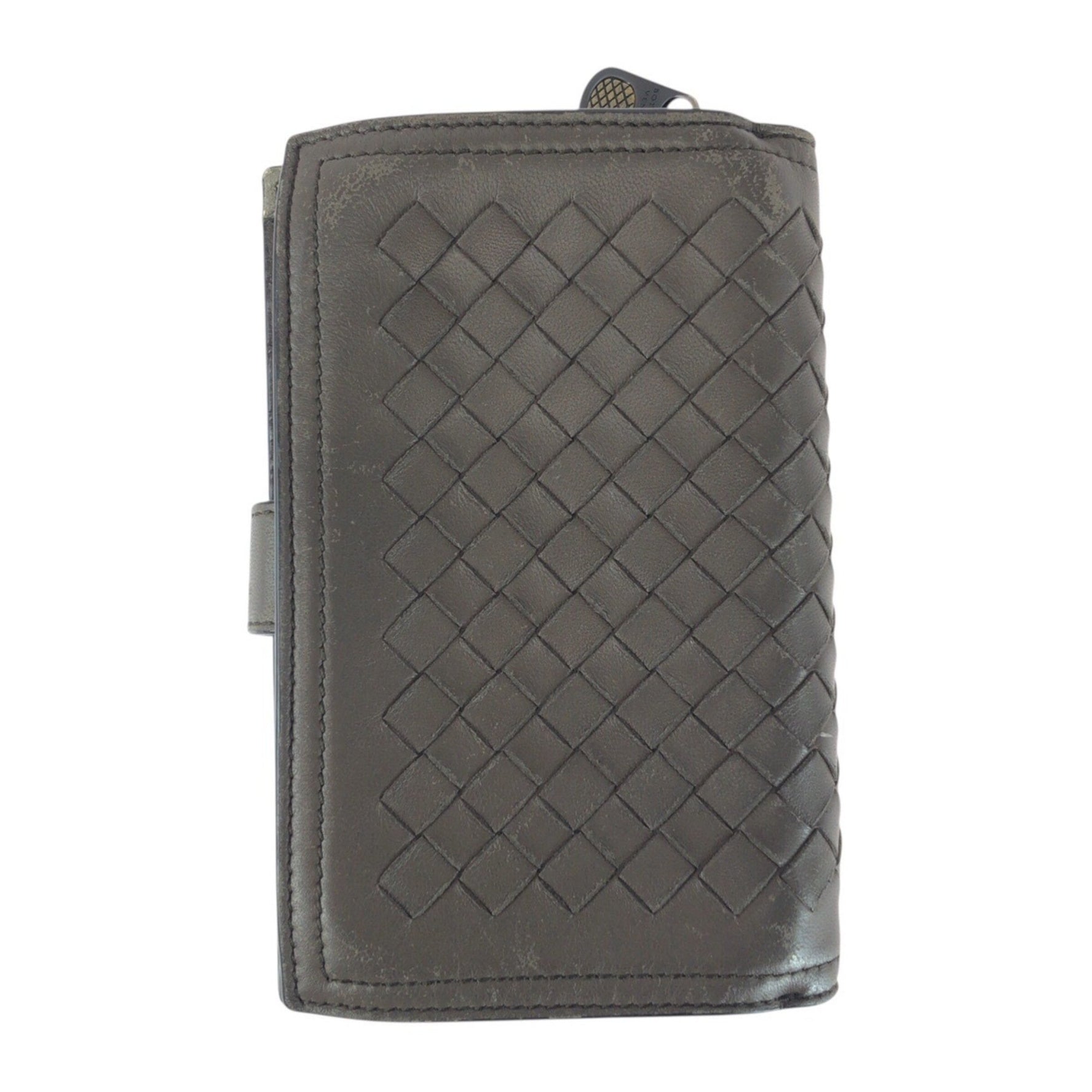 BOTTEGA VENETA Intrecciato Leather with Gold Hardware, Compact Bi-fold Wallet