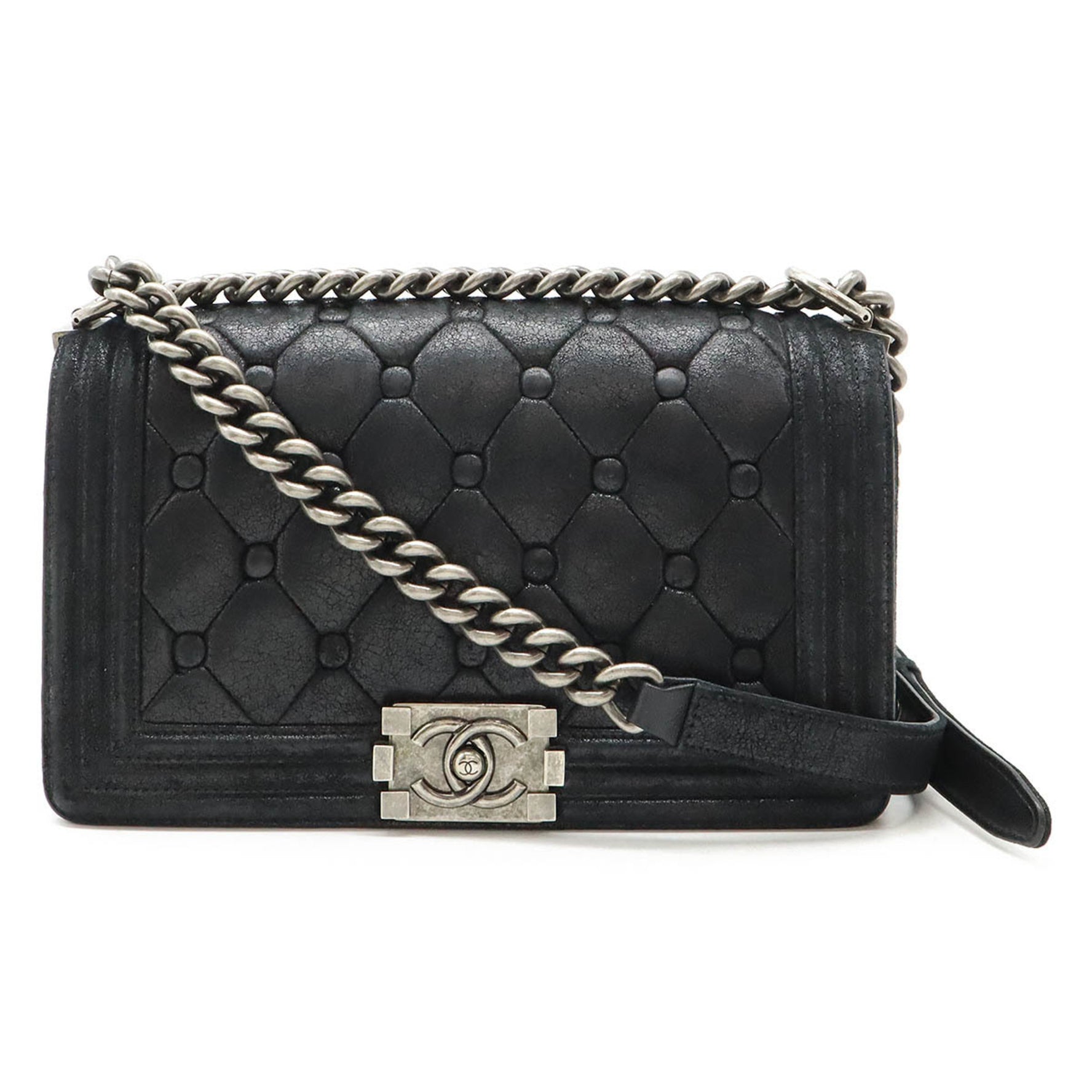 CHANEL Boy Matelasse Coco Mark Chain Bag Shoulder Suede Leather
