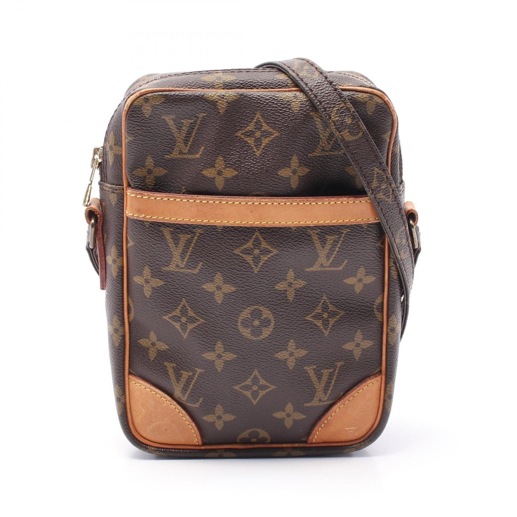 Louis Vuitton Danube Monogram Shoulder Bag Coated Canvas Leather Brown
