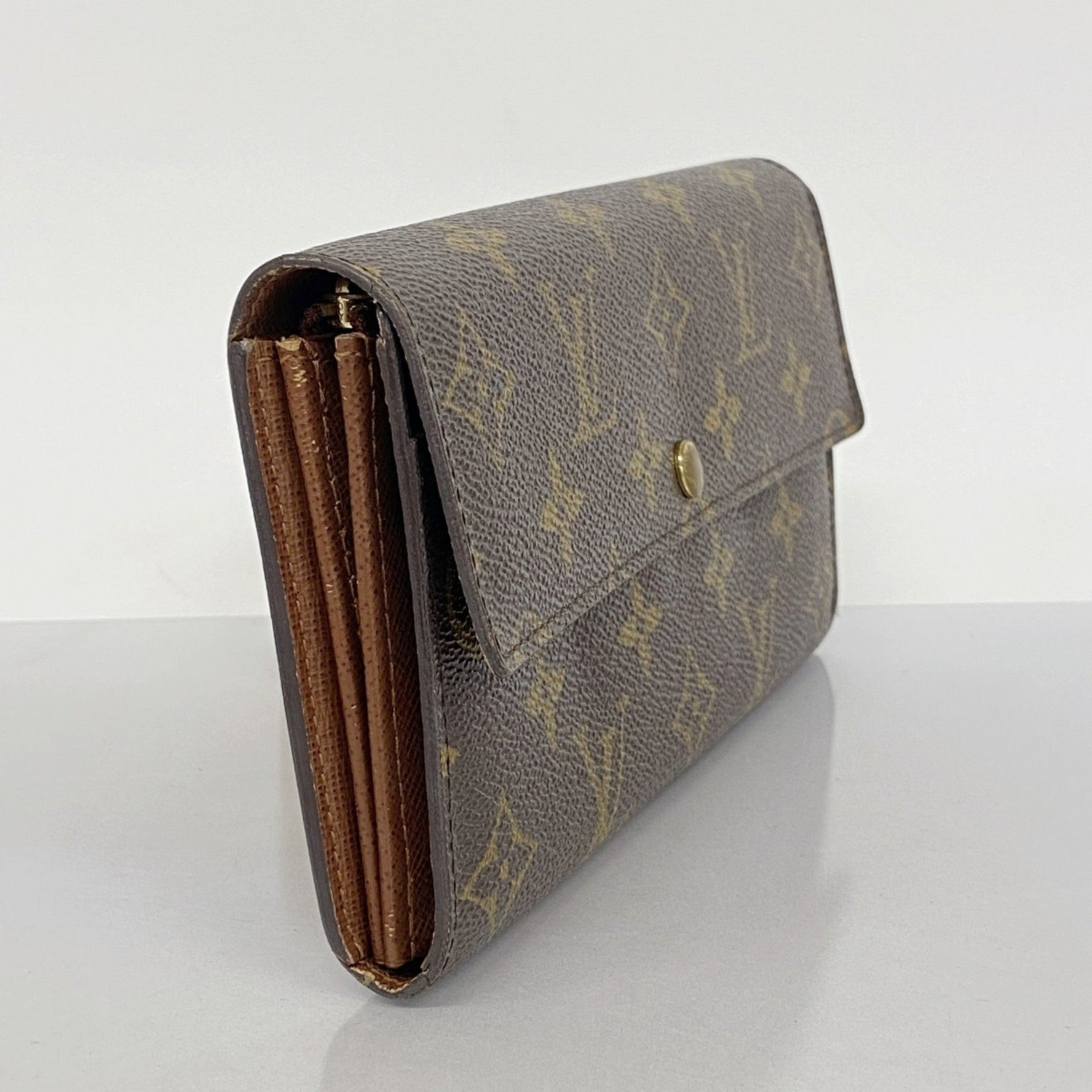 Louis Vuitton Monogram Pochette Porte Monnaie Credit Long Wallet M61726 Brown Women's