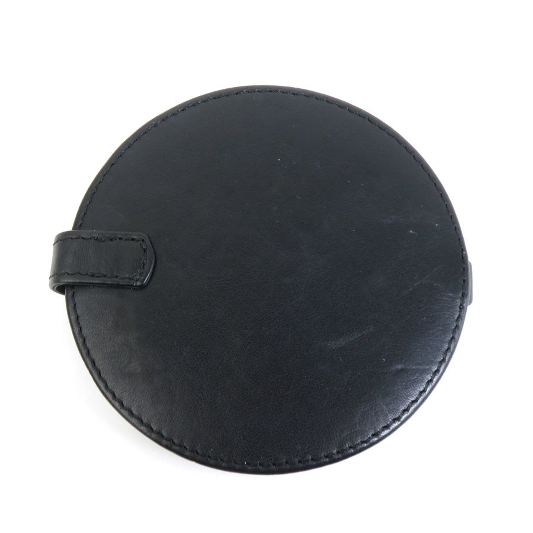 CHANEL Hand Mirror Compact Coco Mark Leather Black Women's
