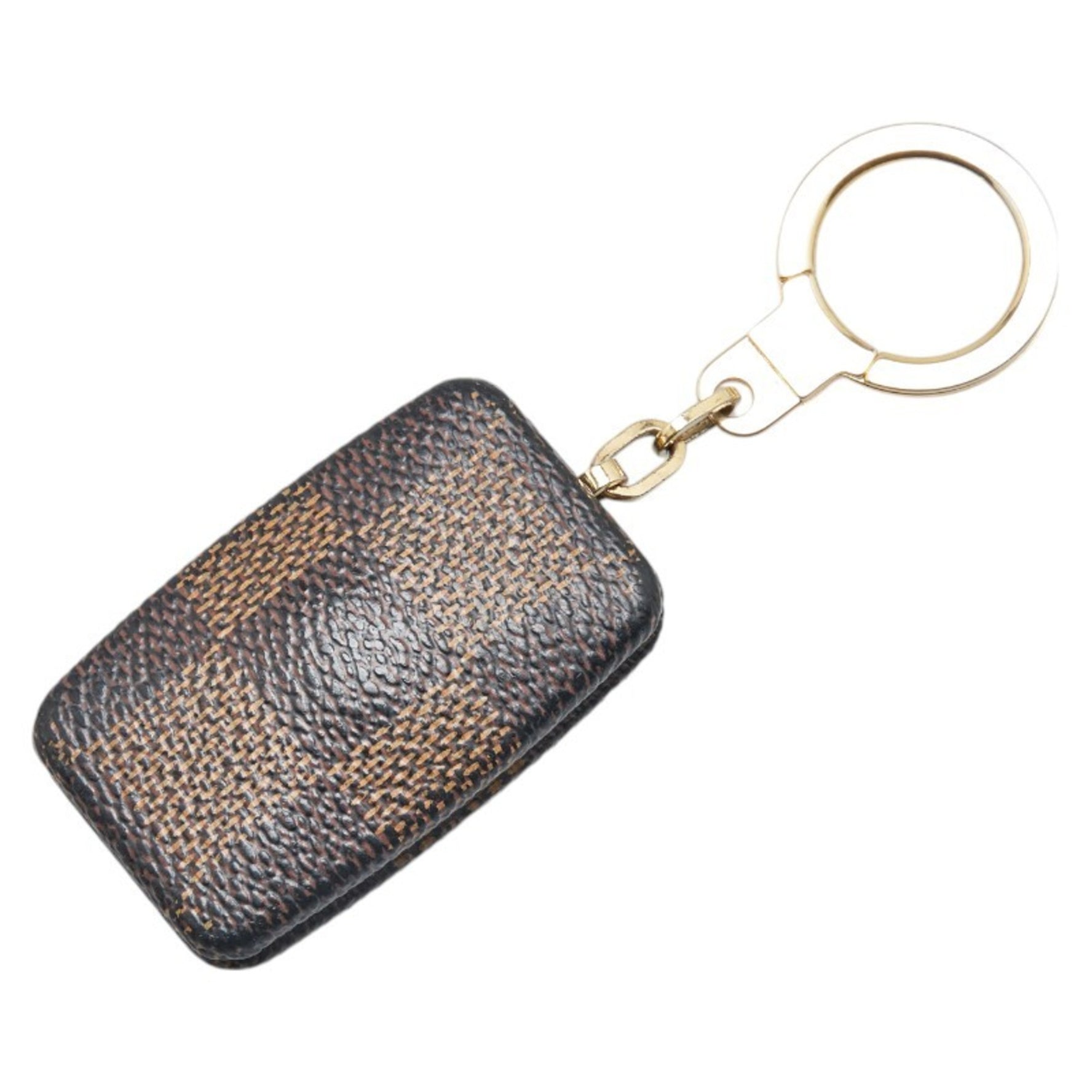 Louis Vuitton Damier Astropyle Keychain Key Ring Bag Charm Light Brown Gold PVC Plated