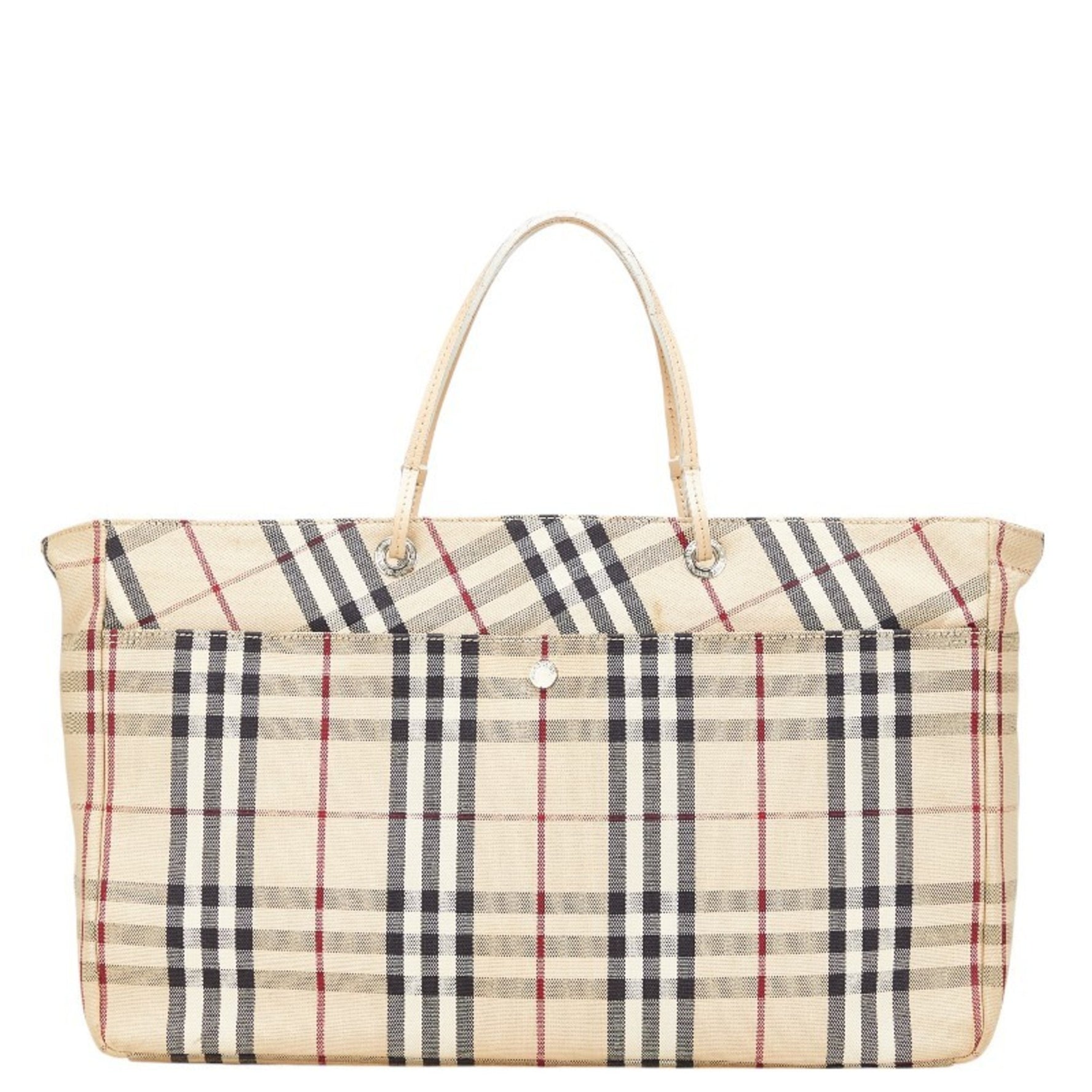 Burberry Nova Check Tote Bag Handbag Canvas Leather