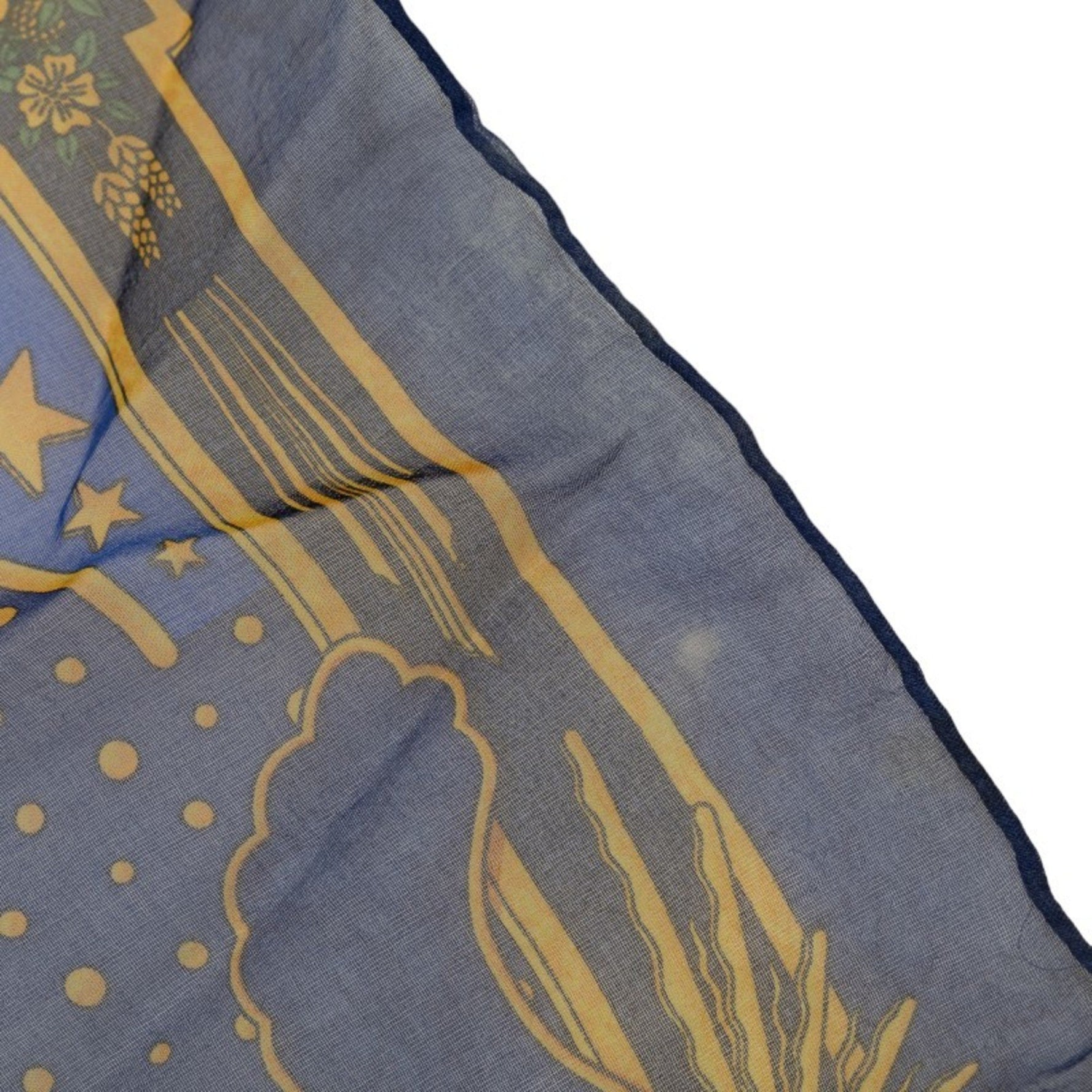 Hermes Carre 45 Petit Carpe Diem Scarf Muffler Blue Multicolor Silk Women's HERMES