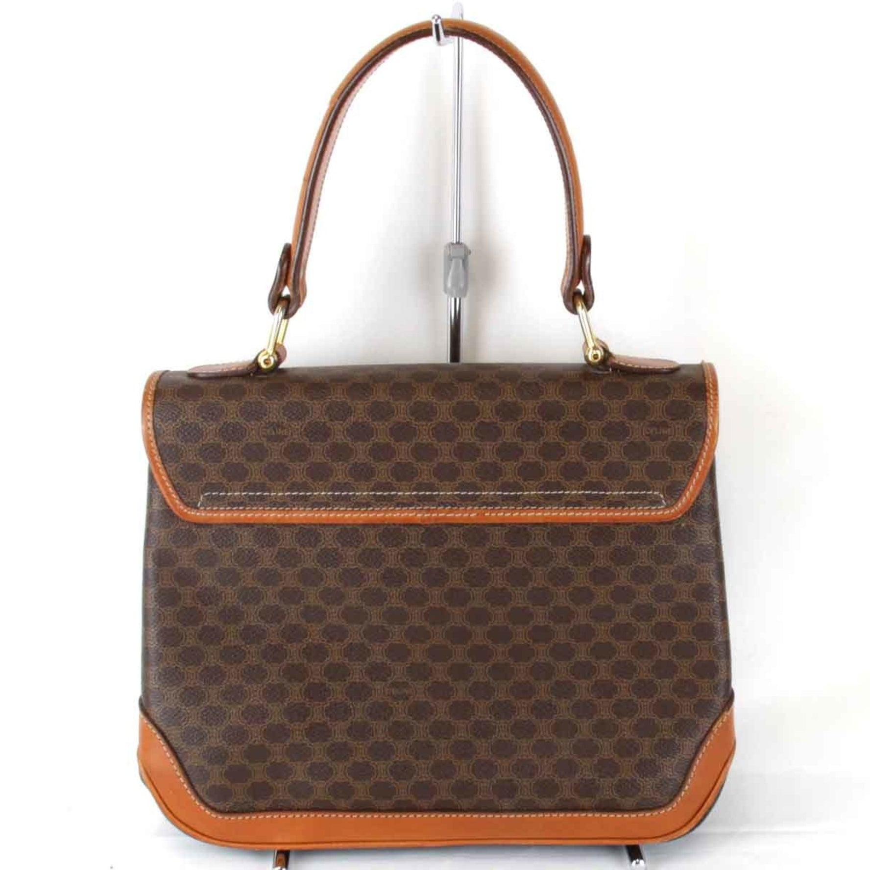 CELINE Macadam Pattern Handbag Leather/Brown