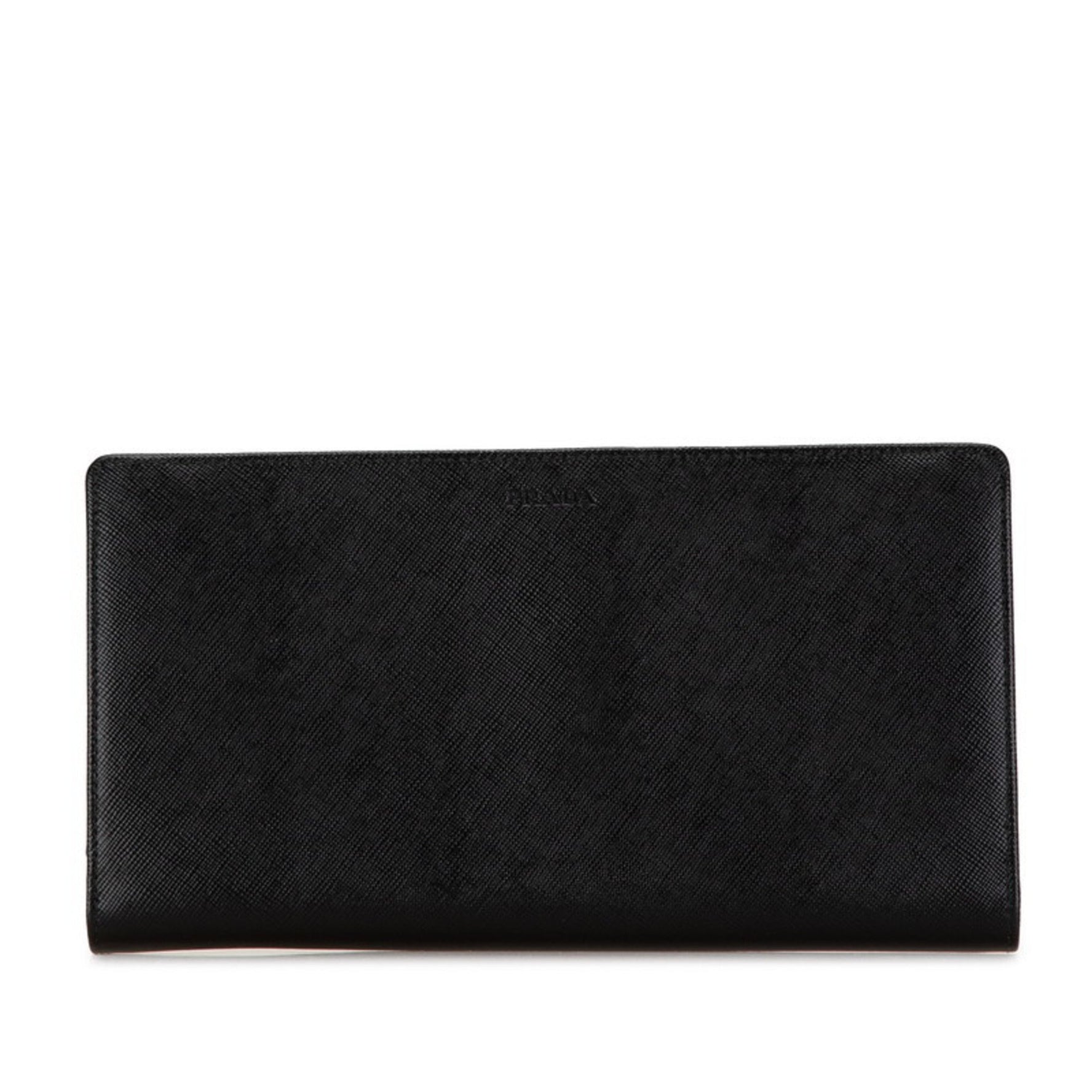 Prada Long Wallet Bag Clutch Black Leather Men's PRADA