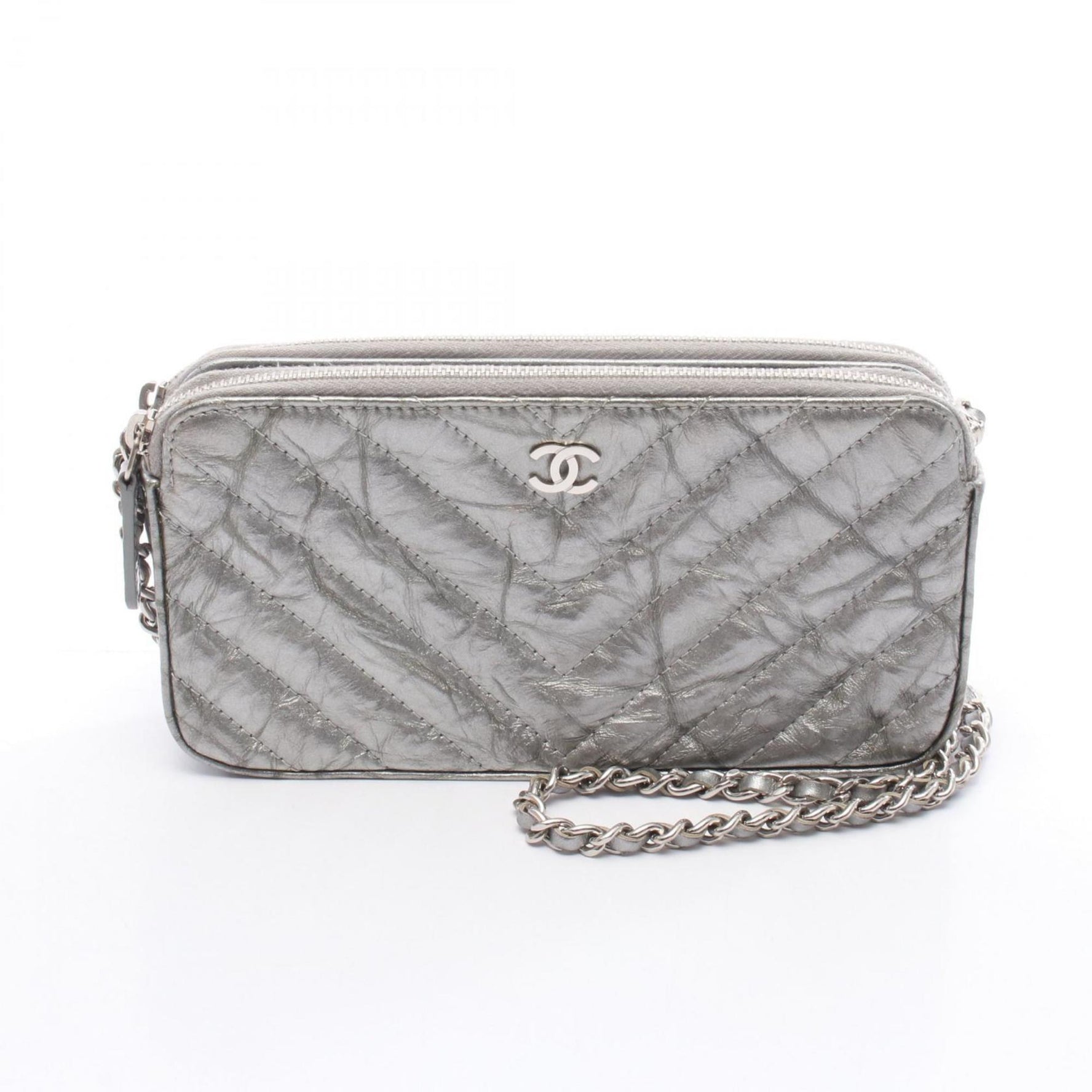 CHANEL Chevron V-Stitch Shoulder Bag, Leather