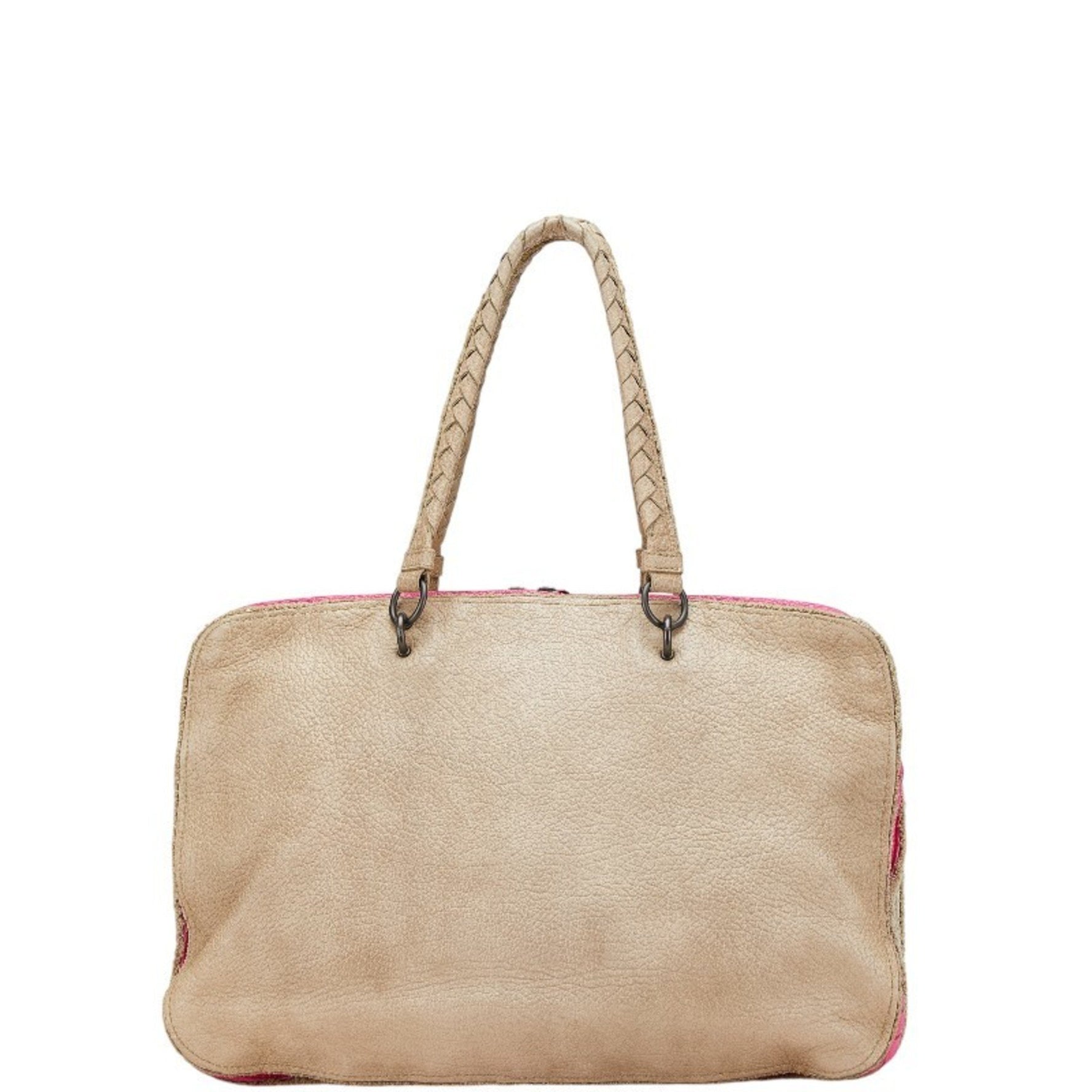Bottega Veneta Intrecciato Handbag in Beige and Multicolored Leather