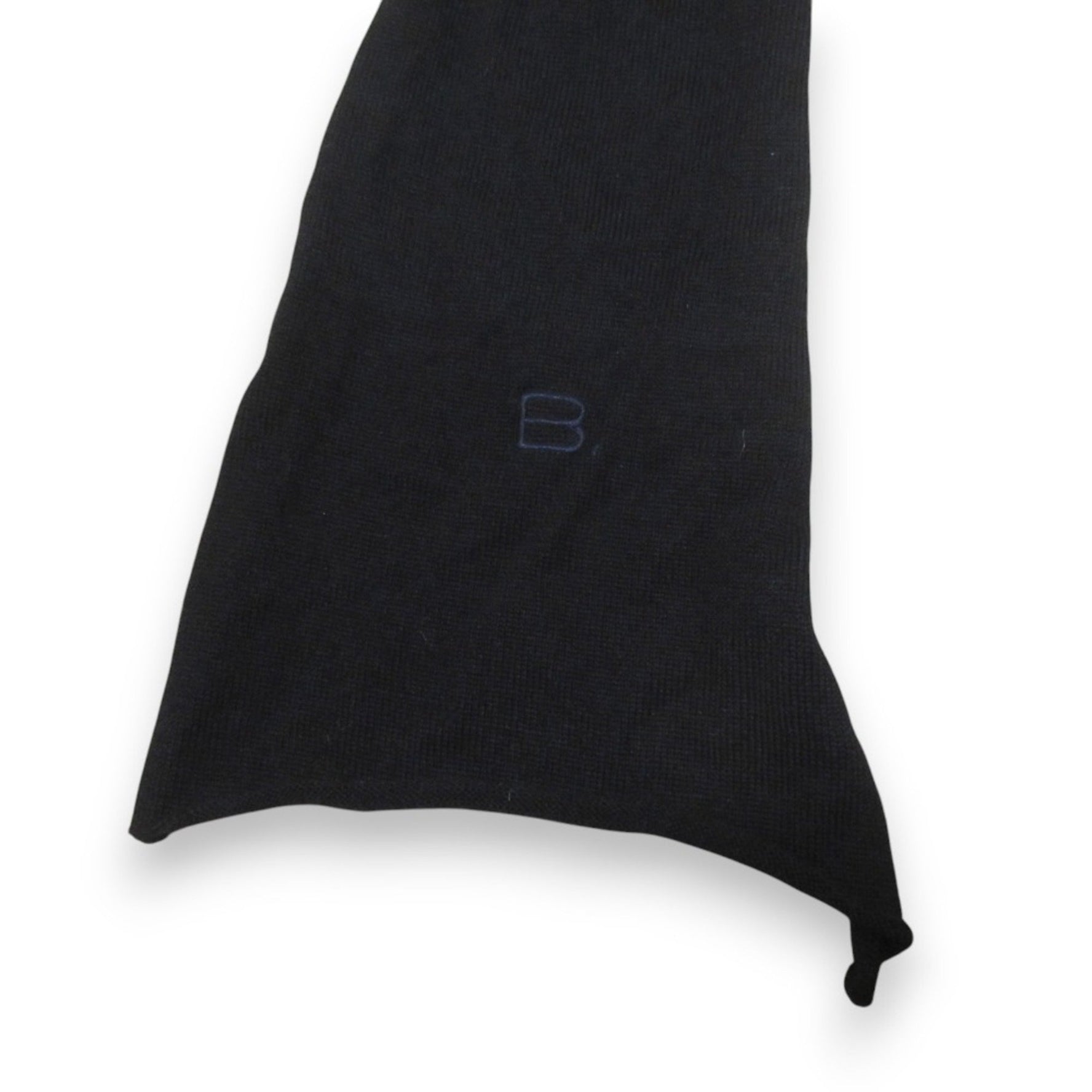 BALENCIAGA 100% wool B embroidery long narrow knit stole scarf black men women