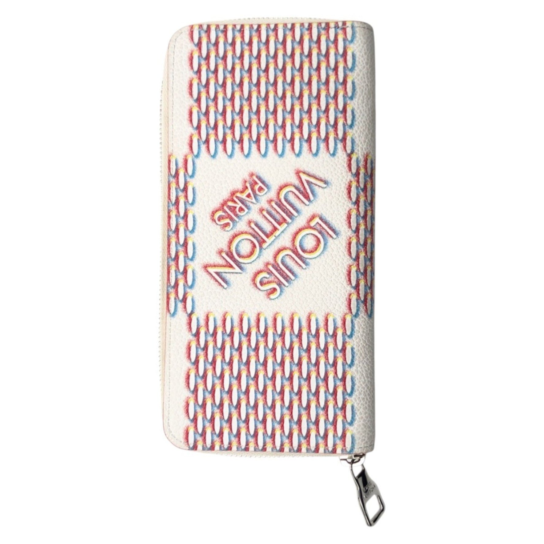 LOUIS VUITTON Damier Spray Zippy Wallet Vertical White Multicolor Leather M81403 Long