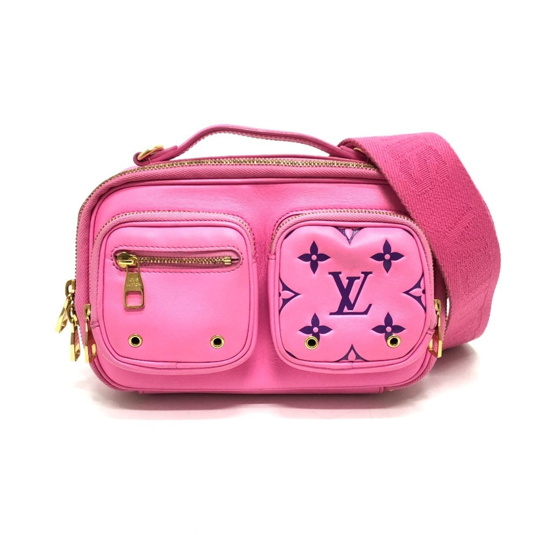 LOUIS VUITTON Utility Crossbody Bag Shoulder Handbag Leather Rose Pink